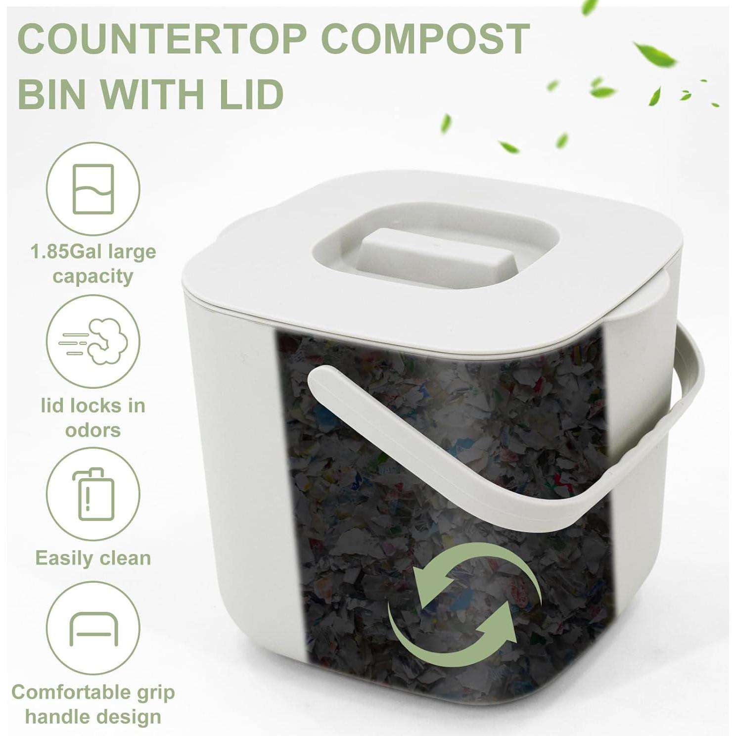 Cubo de Compostaje de Cocina Jaderlu 7L Blanco Moderno