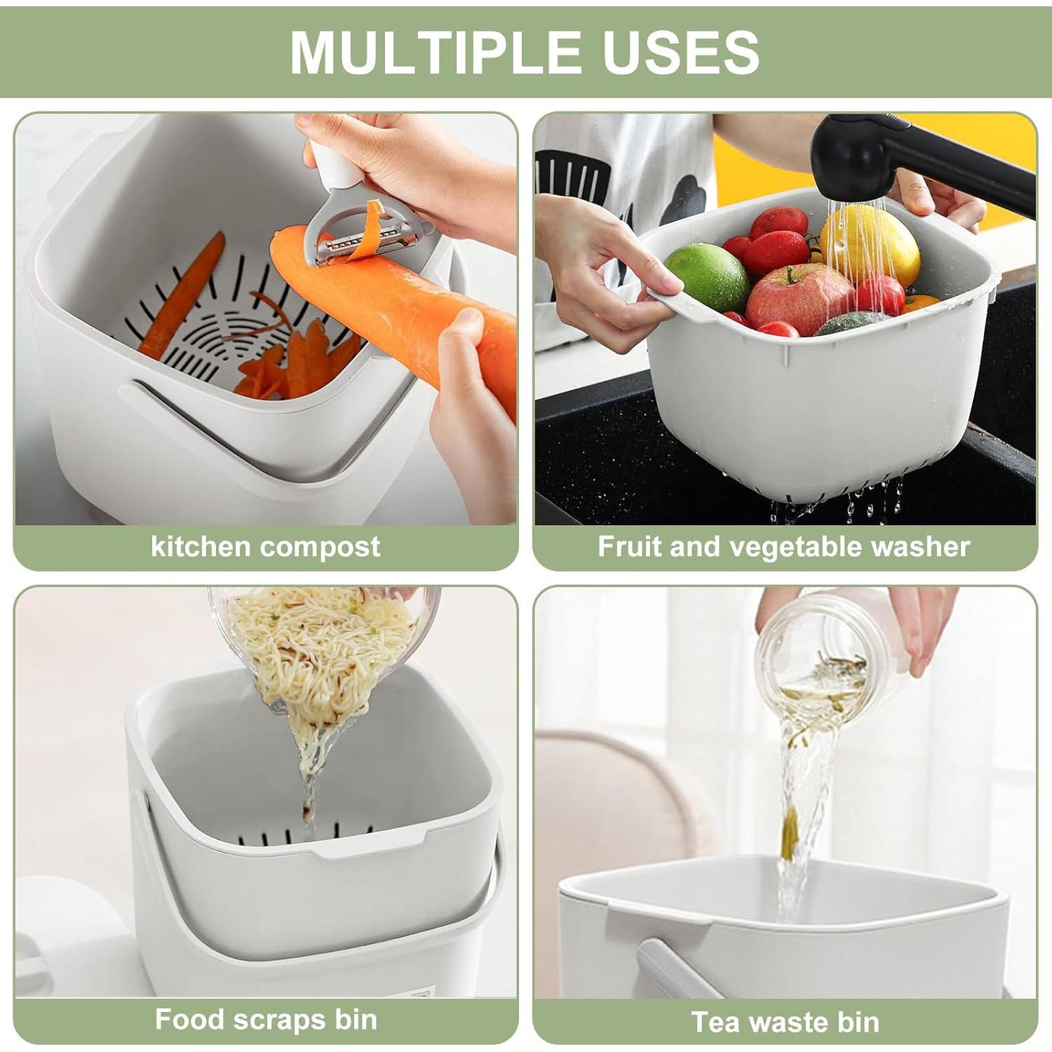 Cubo de Compostaje de Cocina Jaderlu 7L Blanco Moderno