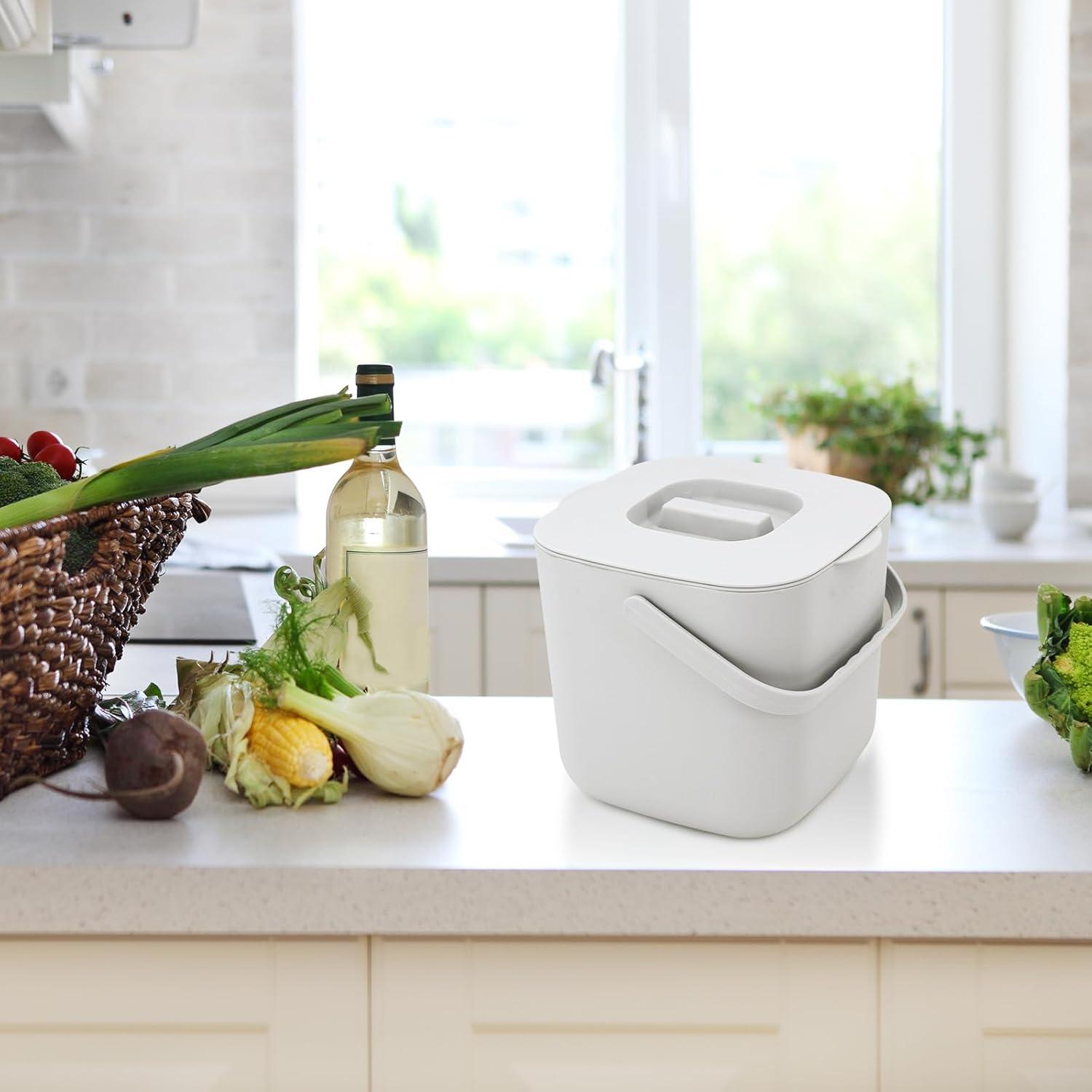 Cubo de Compostaje de Cocina Jaderlu 7L Blanco Moderno