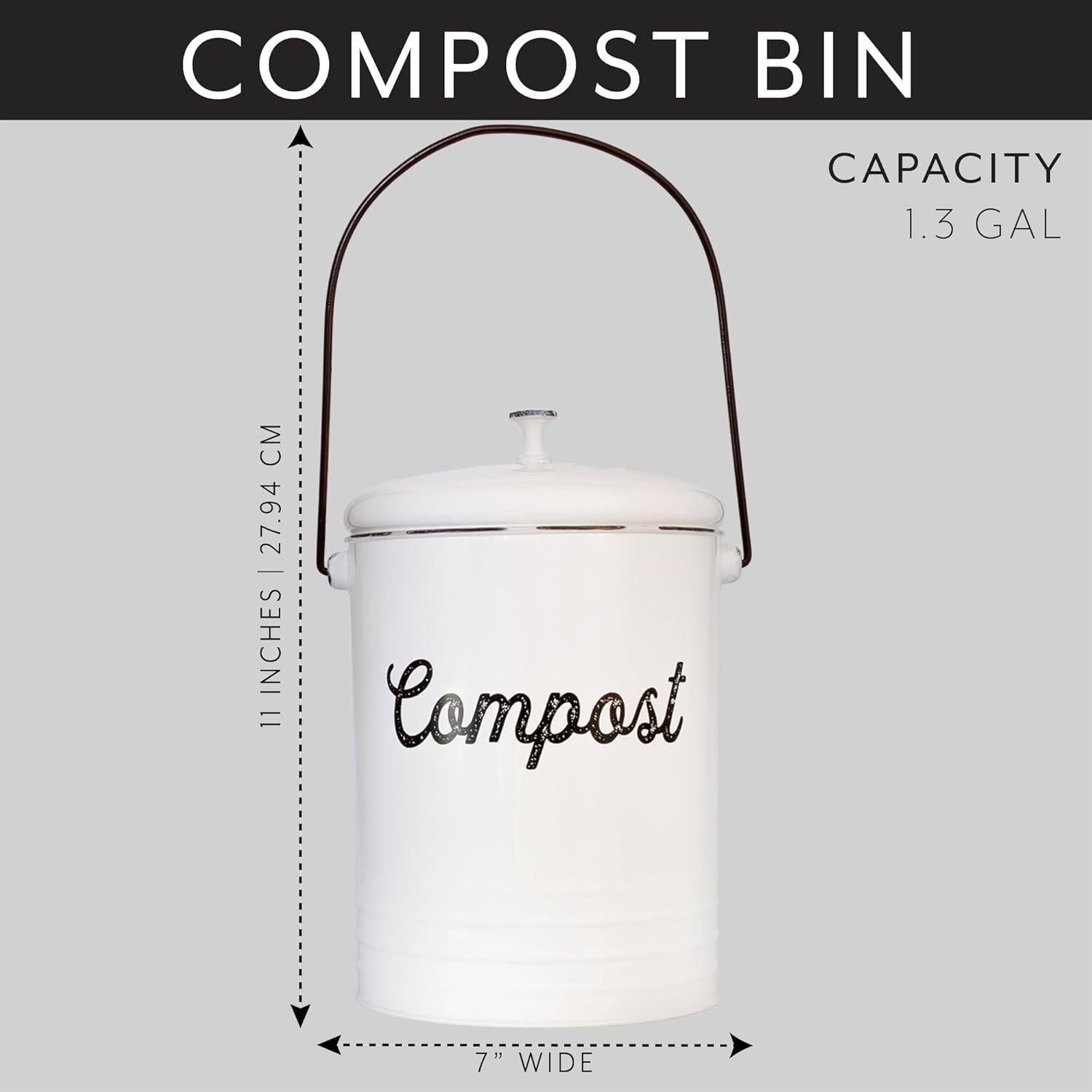 Cubo de Compostaje AuldHome Design 4.92L Blanco con Filtros