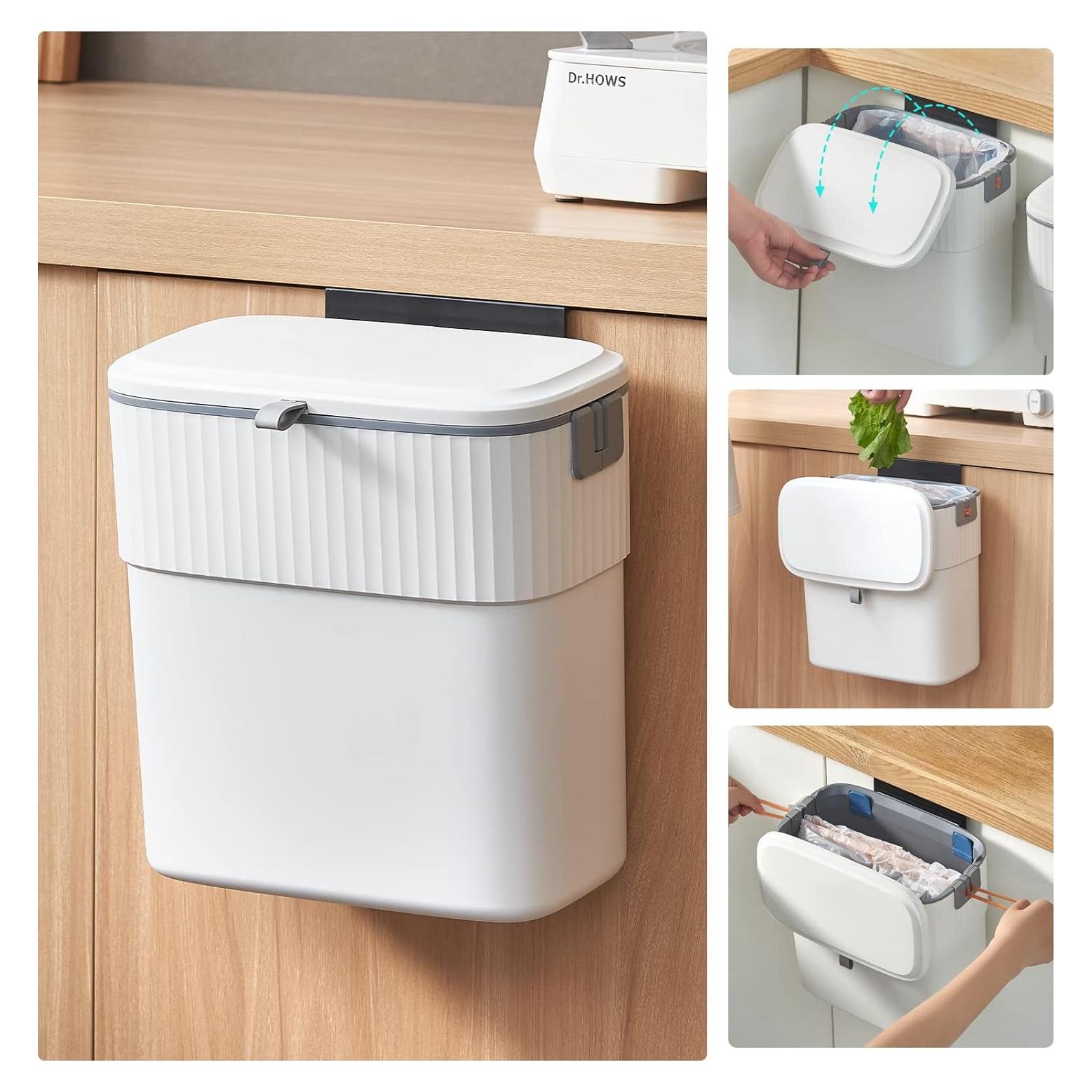 Cubo de Basura Colgante ELPHECO 9.5L con Tapa para Cocina