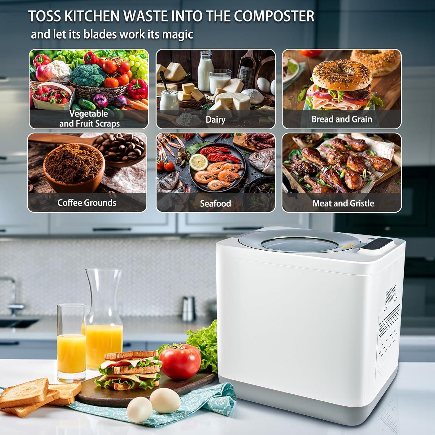 Compostador eléctrico de cocina Rompe las Olas 3.8L blanco