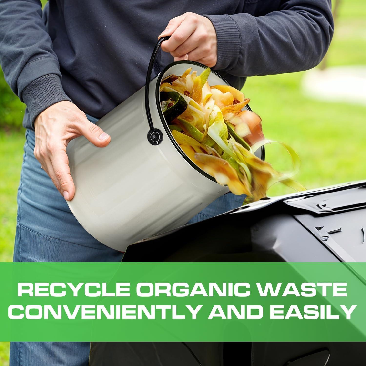 Cubo de Compostaje Plexon 5.68L Acero Off-White Sin Olores