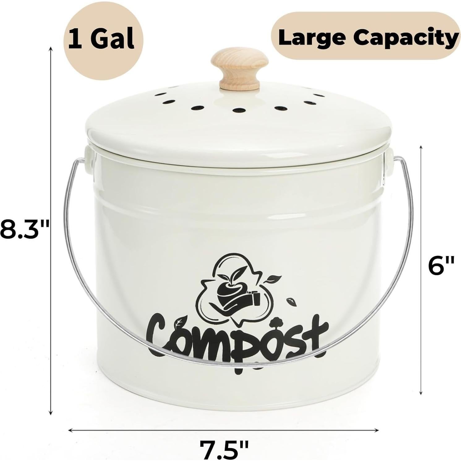 Contenedor de Compostaje de Cocina Tlence 3L Blanco Sin Olores