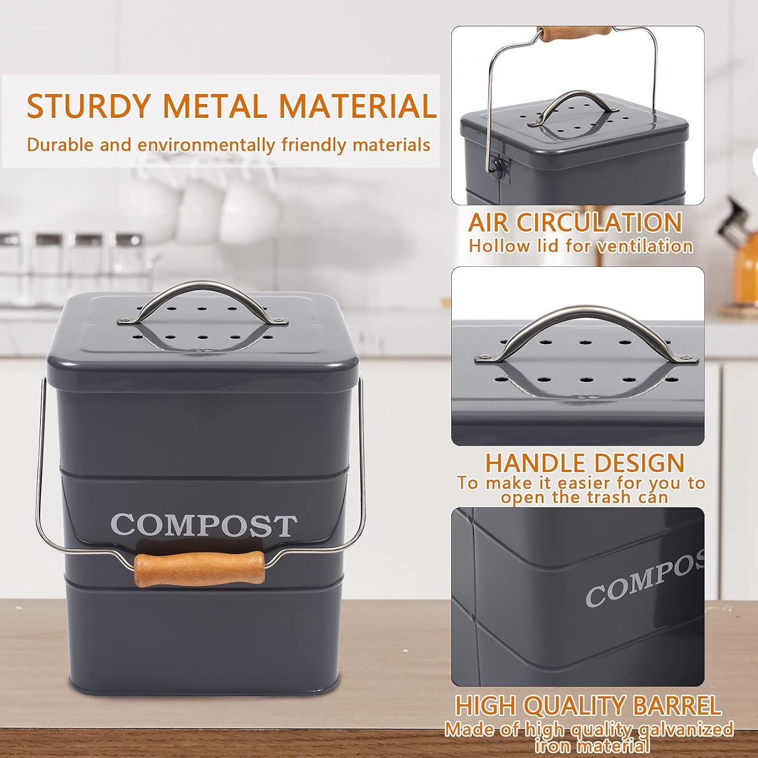 Contenedor de Compost Acero Inoxidable Ayacatz 3,79L Gris