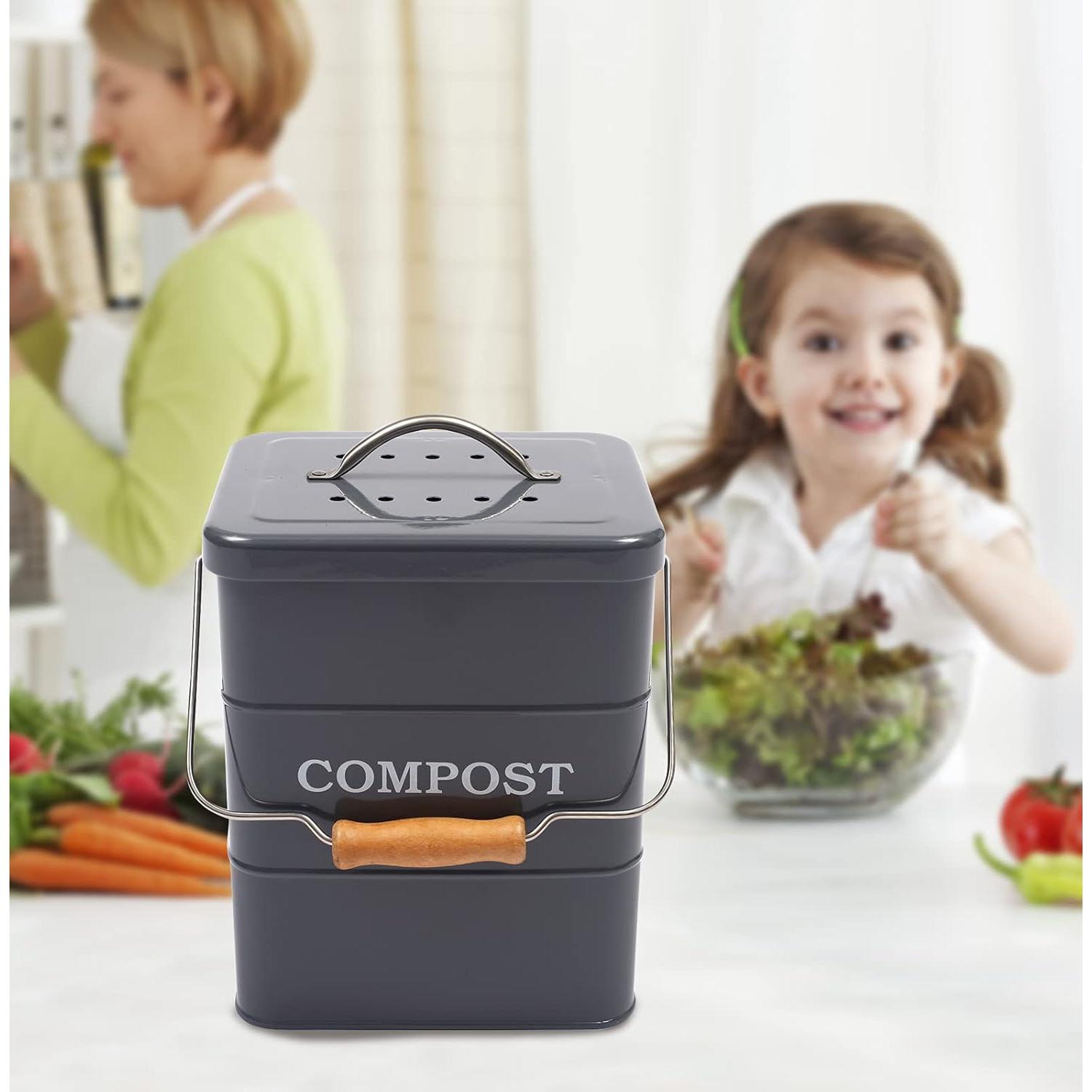 Contenedor de Compost Acero Inoxidable Ayacatz 3,79L Gris