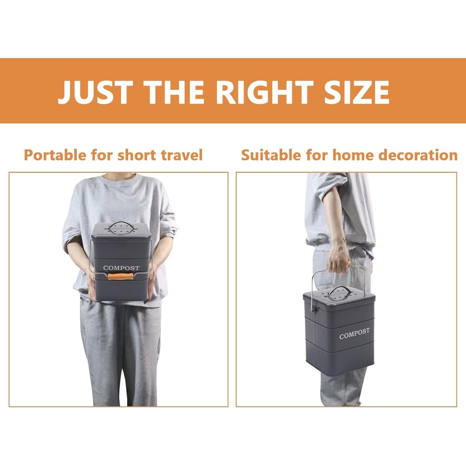 Contenedor de Compost Acero Inoxidable Ayacatz 3,79L Gris