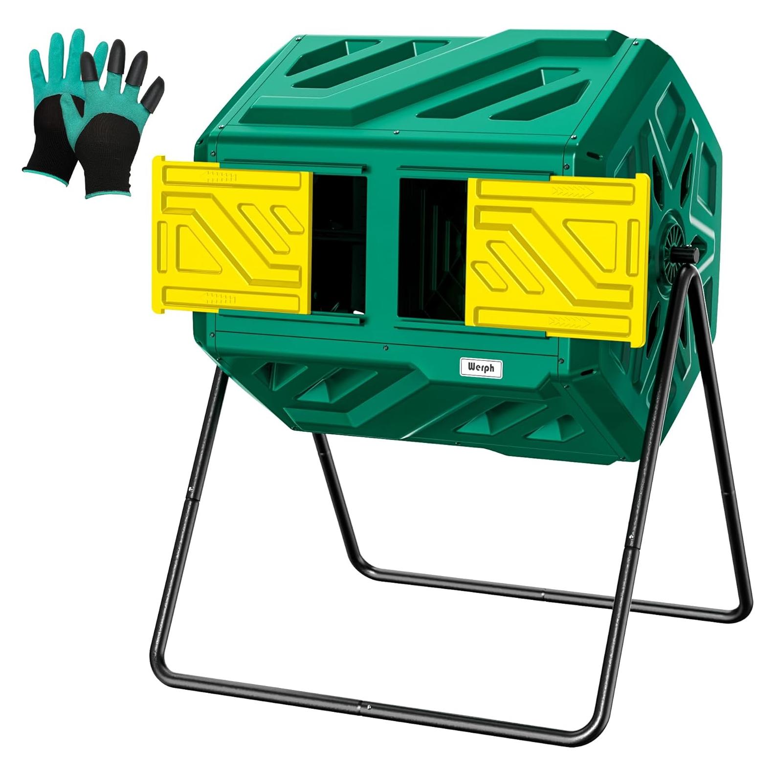 Compostador Giratorio Werph 43 Galones Doble Cámara Verde