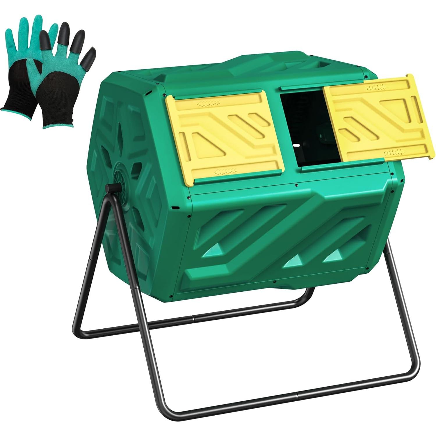 Compostador Giratorio Werph 43 Galones Doble Cámara Verde