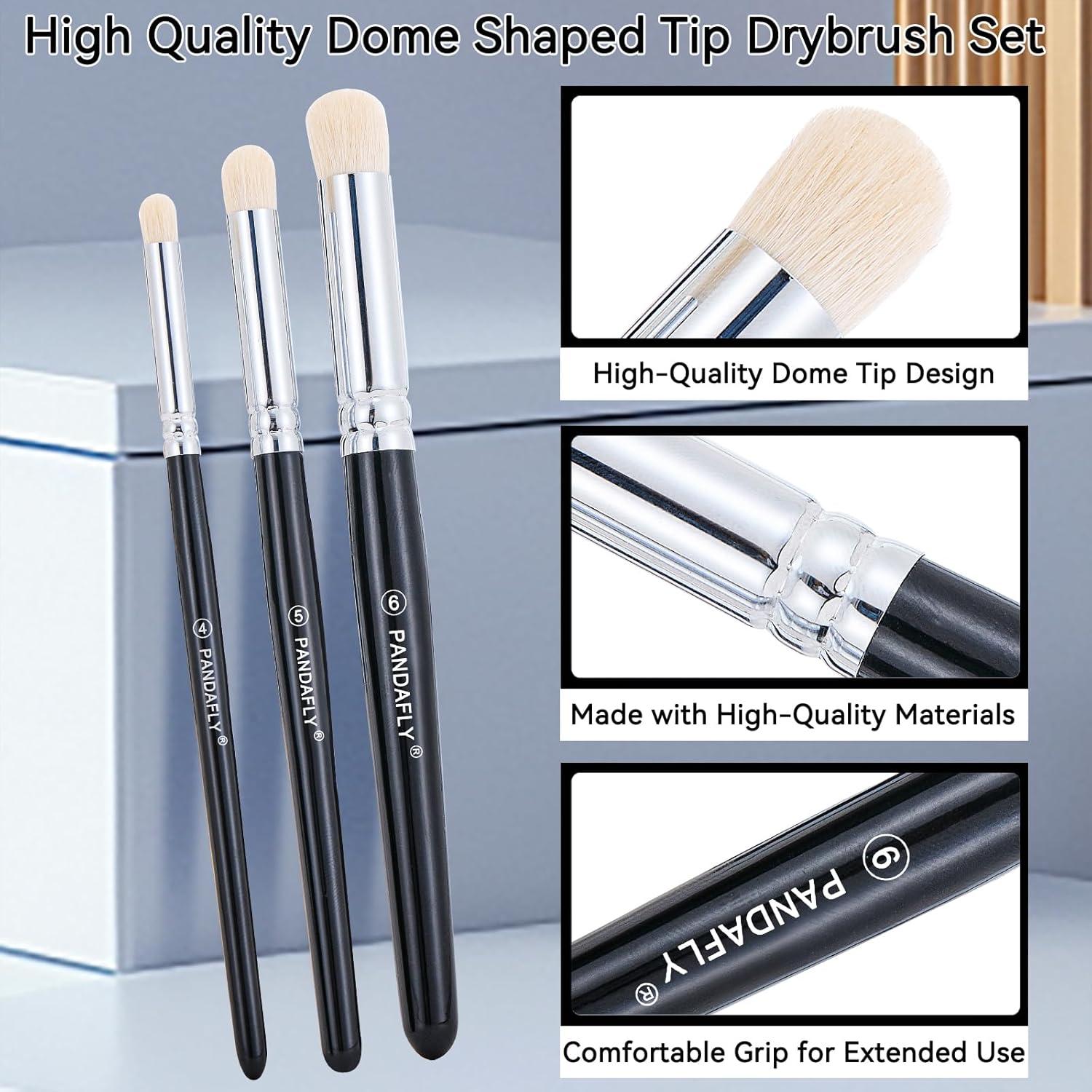 Juego de Pinceles Drybrush PANDAFLY - 3 Tamaños para Miniaturas