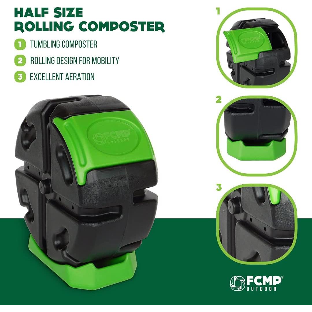 Compostador Giratorio FCMP Outdoor 19 Galones Negro Verde