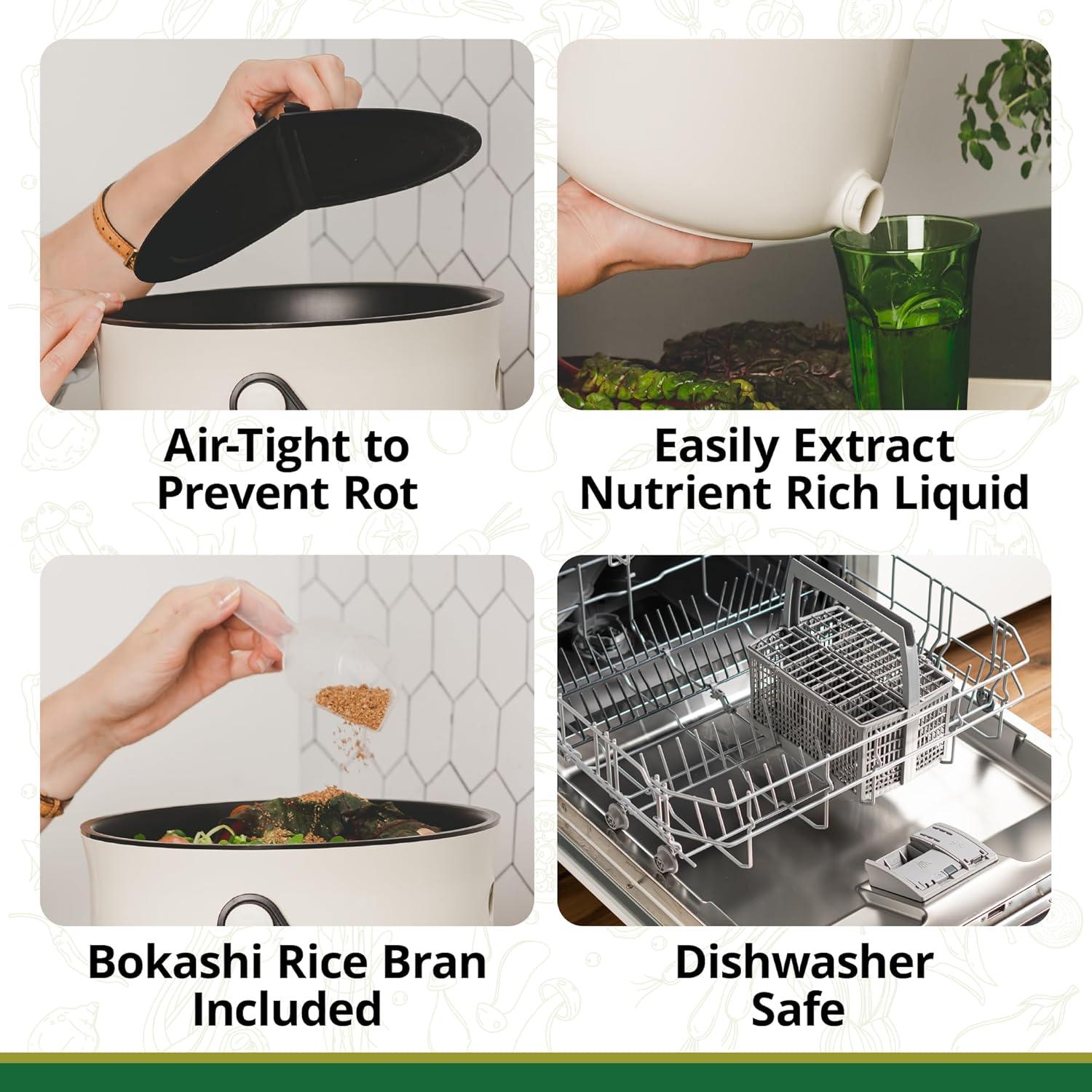 Compostador de Cocina TeraGanix 9.46L Capuchino Sin Olores