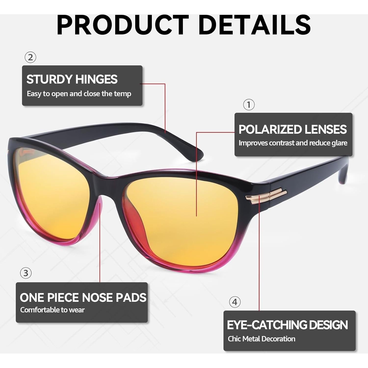 Gafas Antirreflejo SIPHEW para Conducir de Noche Mujeres