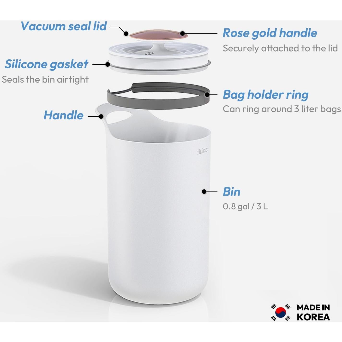 Cubo de Compostaje Carrotez 3L Blanco con Sello al Vacío