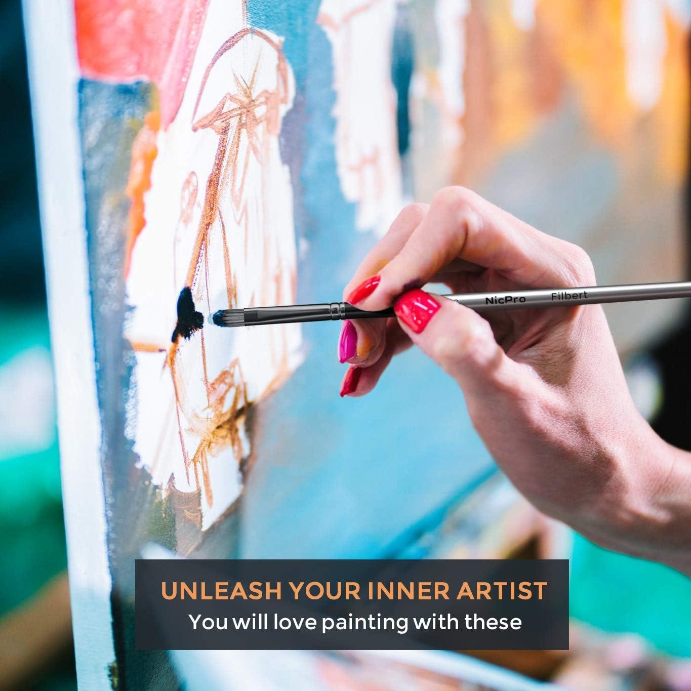 Conjunto de Pinceles Filbert 10 PCS Nicpro para Pintura