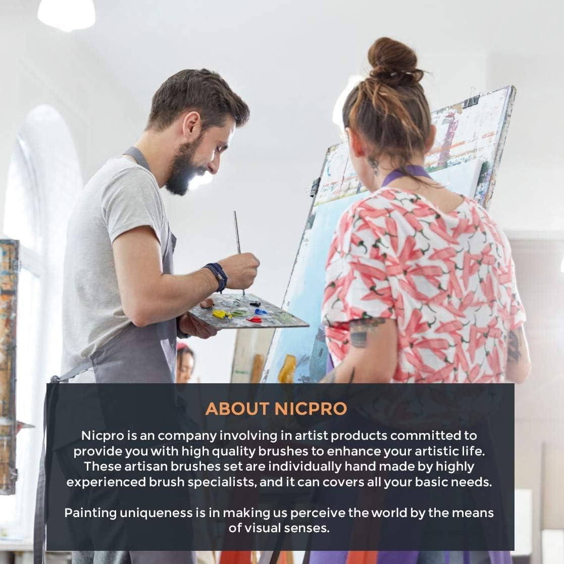 Conjunto de Pinceles Filbert 10 PCS Nicpro para Pintura