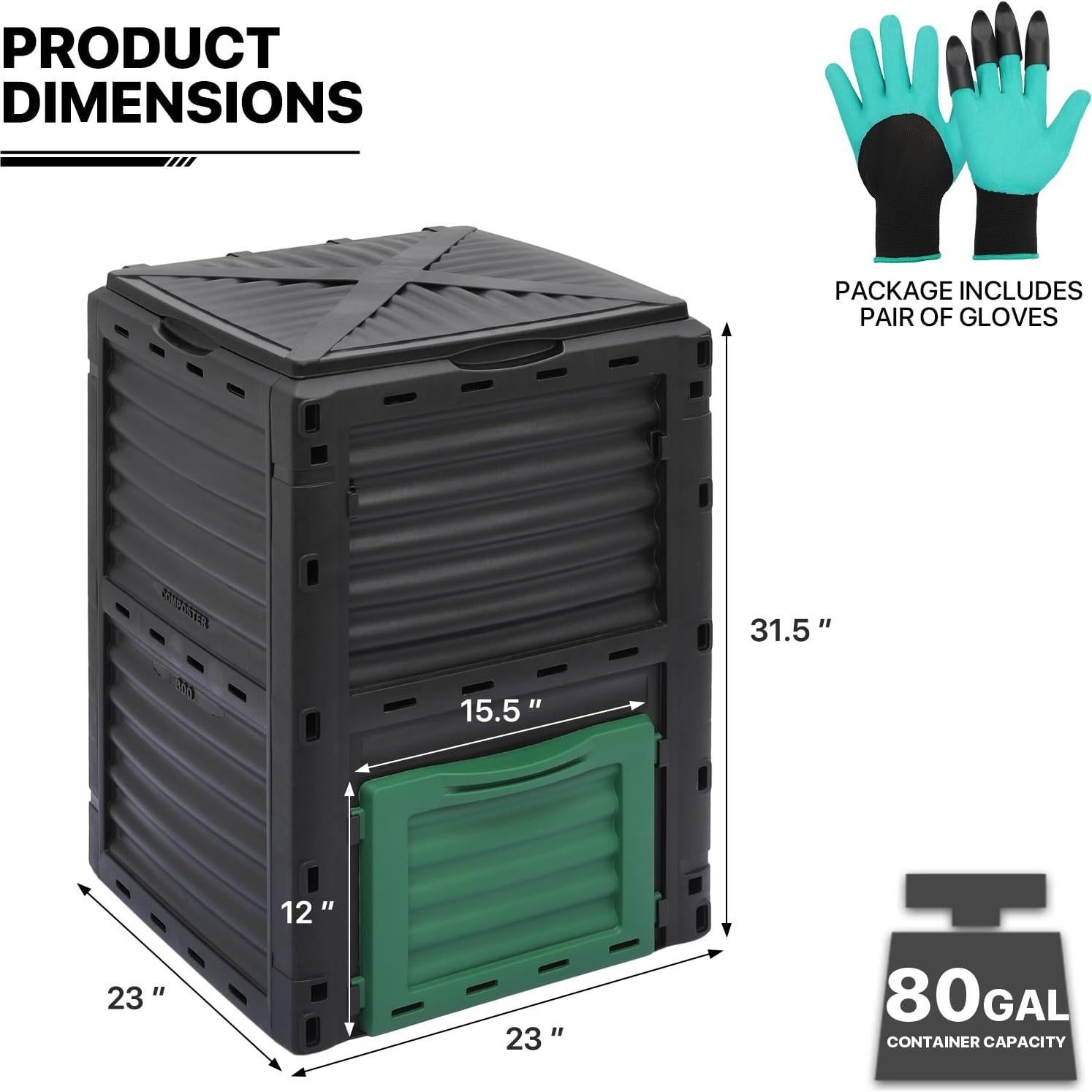 Contenedor de Compostaje MoNiBloom 300L Verde/Negro