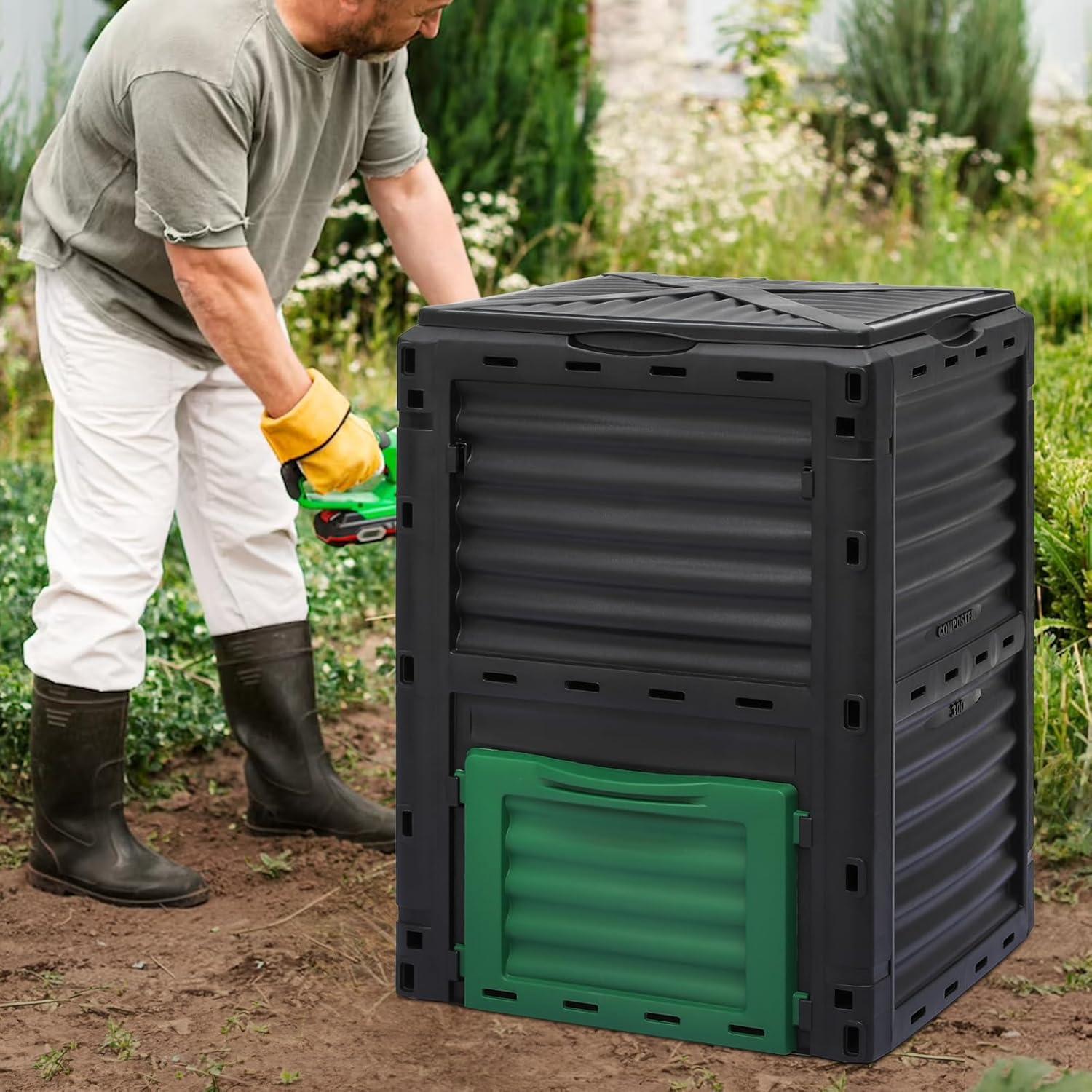 Contenedor de Compostaje MoNiBloom 300L Verde/Negro