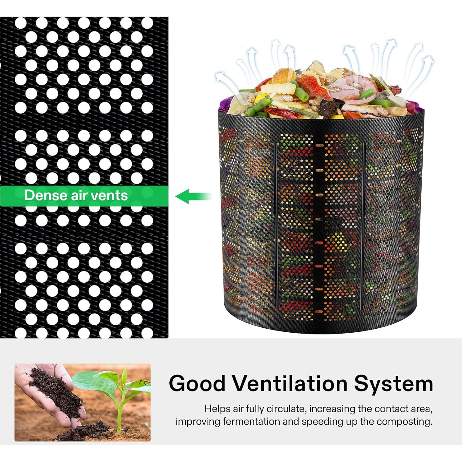 Contenedor de Compostaje VIVOSUN 220 Galones HDPE Negro