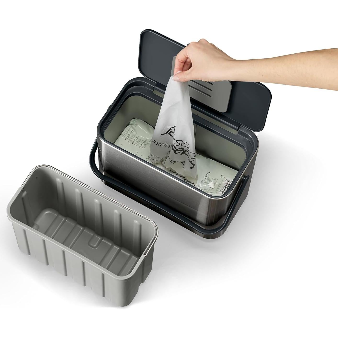 Cubo Compostaje Acero Inoxidable Joseph Joseph 4L con Filtro