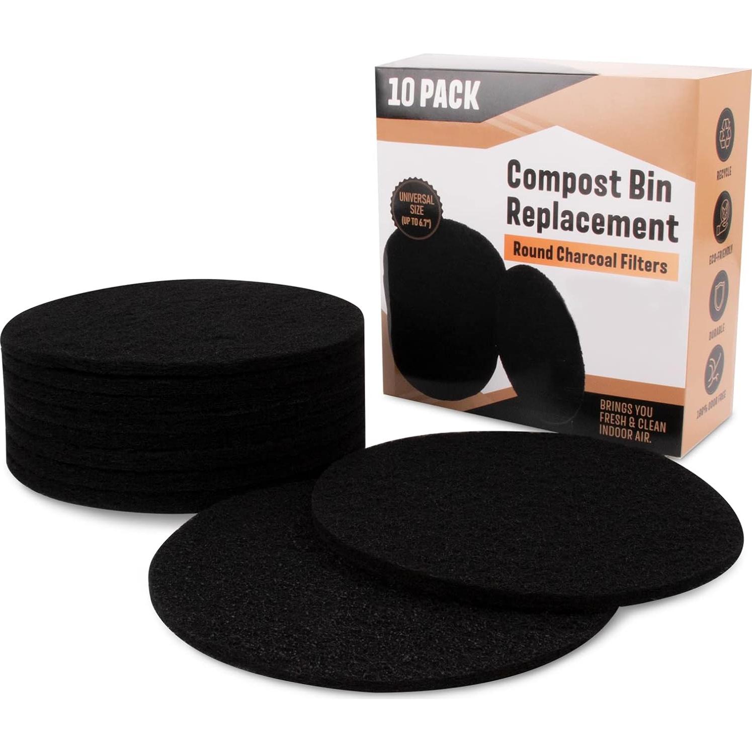 Paquete de 10 Filtros de Carbón Activado Pocurhi 17 cm