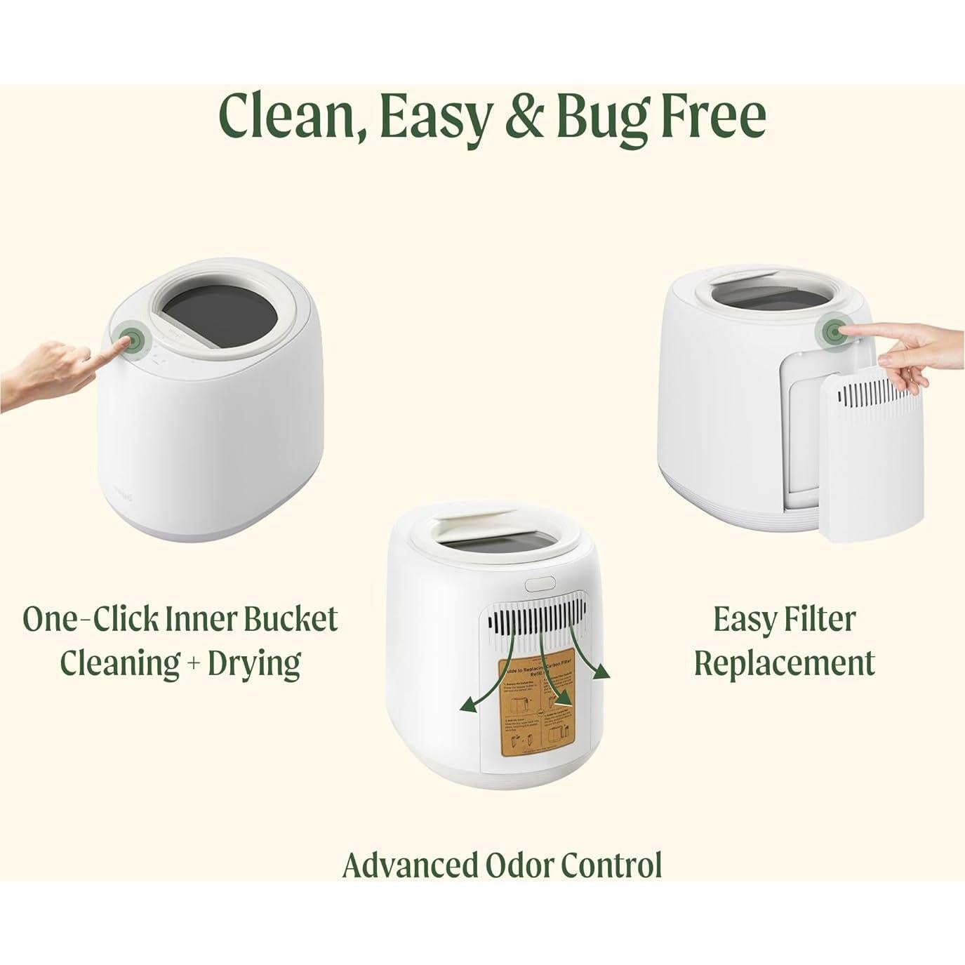 Compostador Eléctrico Vego 4L para Cocina, Sin Olores, Negro