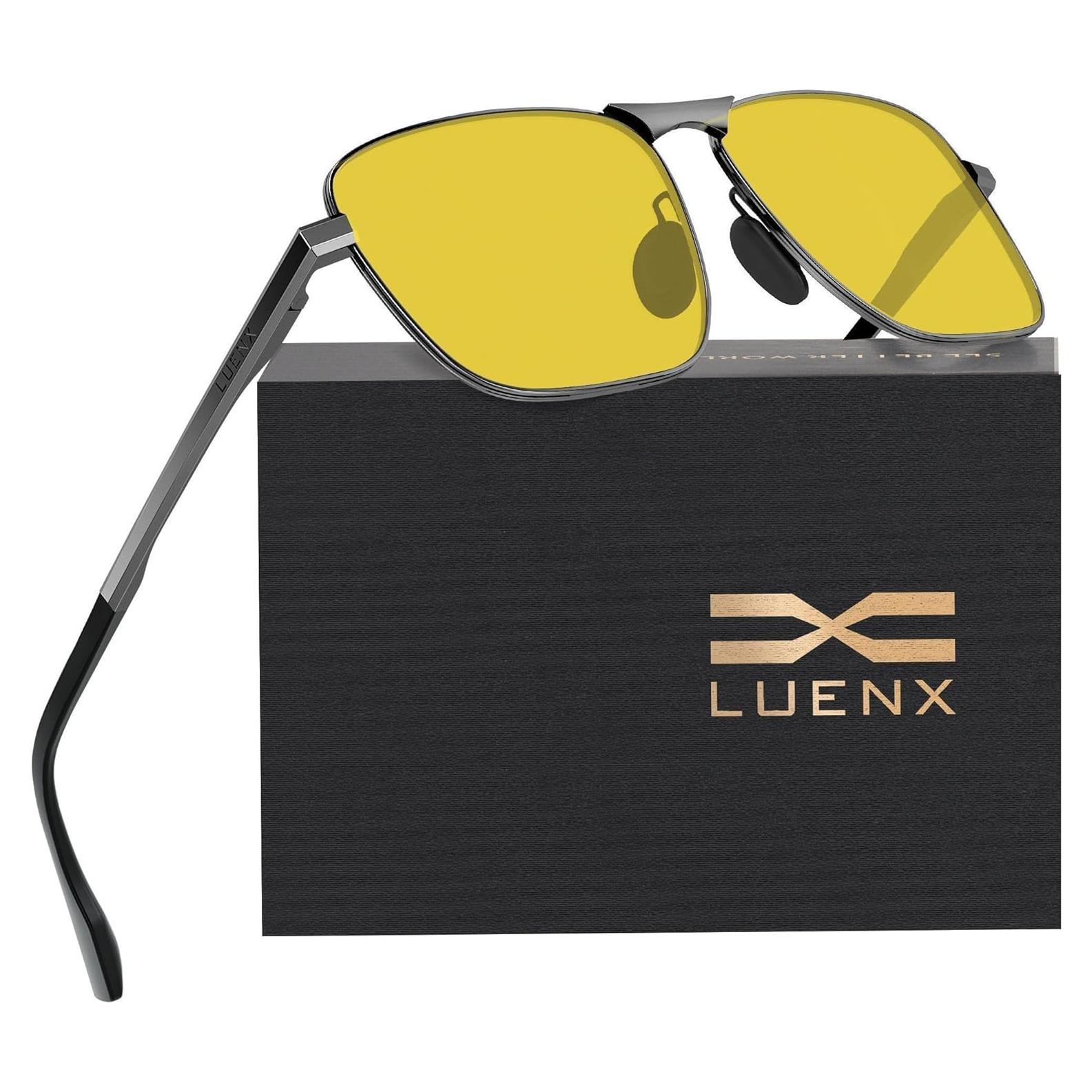 Gafas de sol aviador LUENX polarizadas UV400 amarillas
