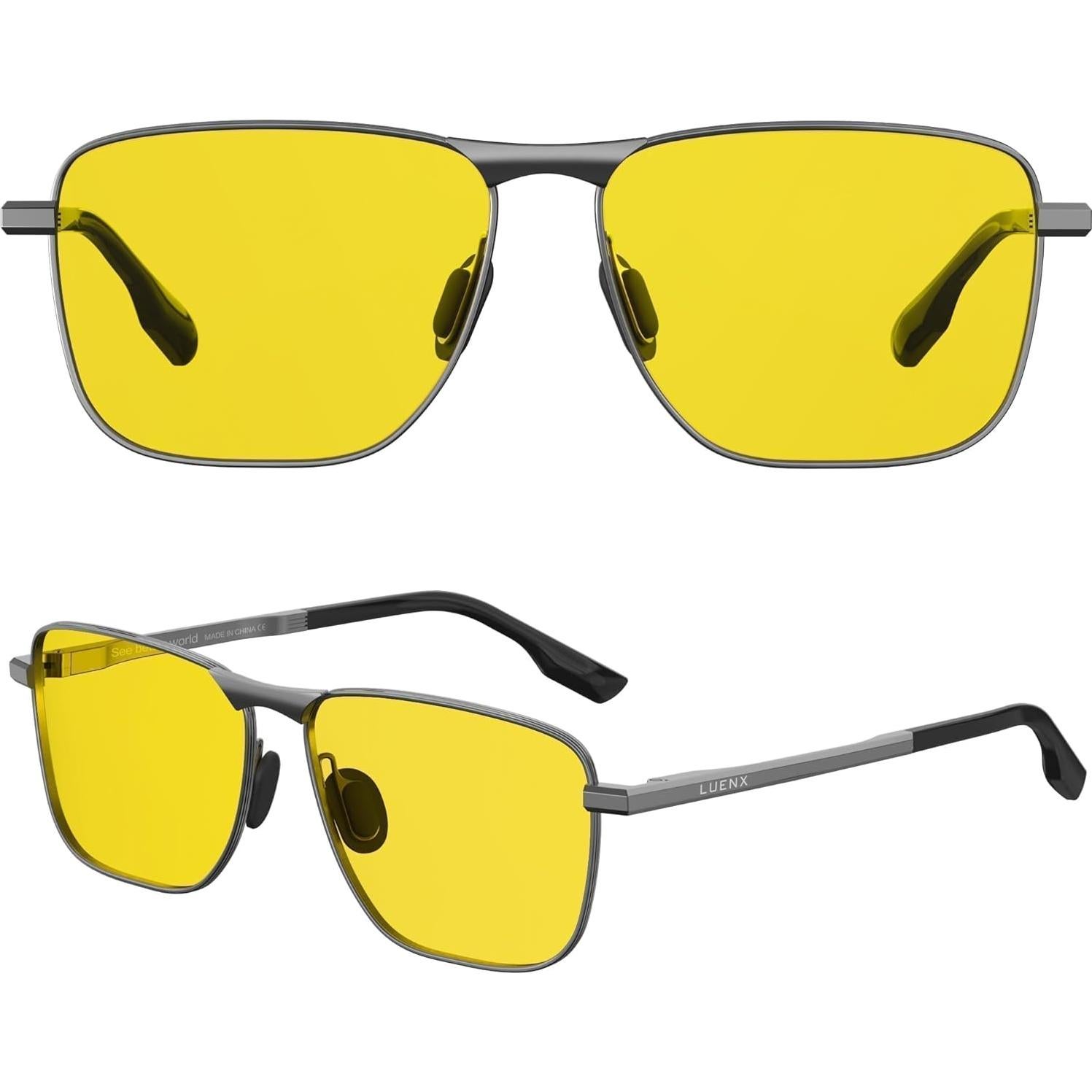 Gafas de sol aviador LUENX polarizadas UV400 amarillas