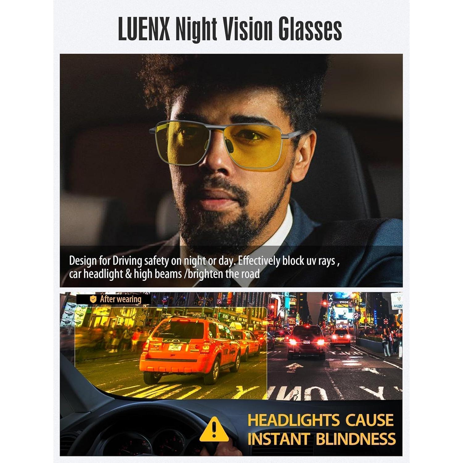 Gafas de sol aviador LUENX polarizadas UV400 amarillas