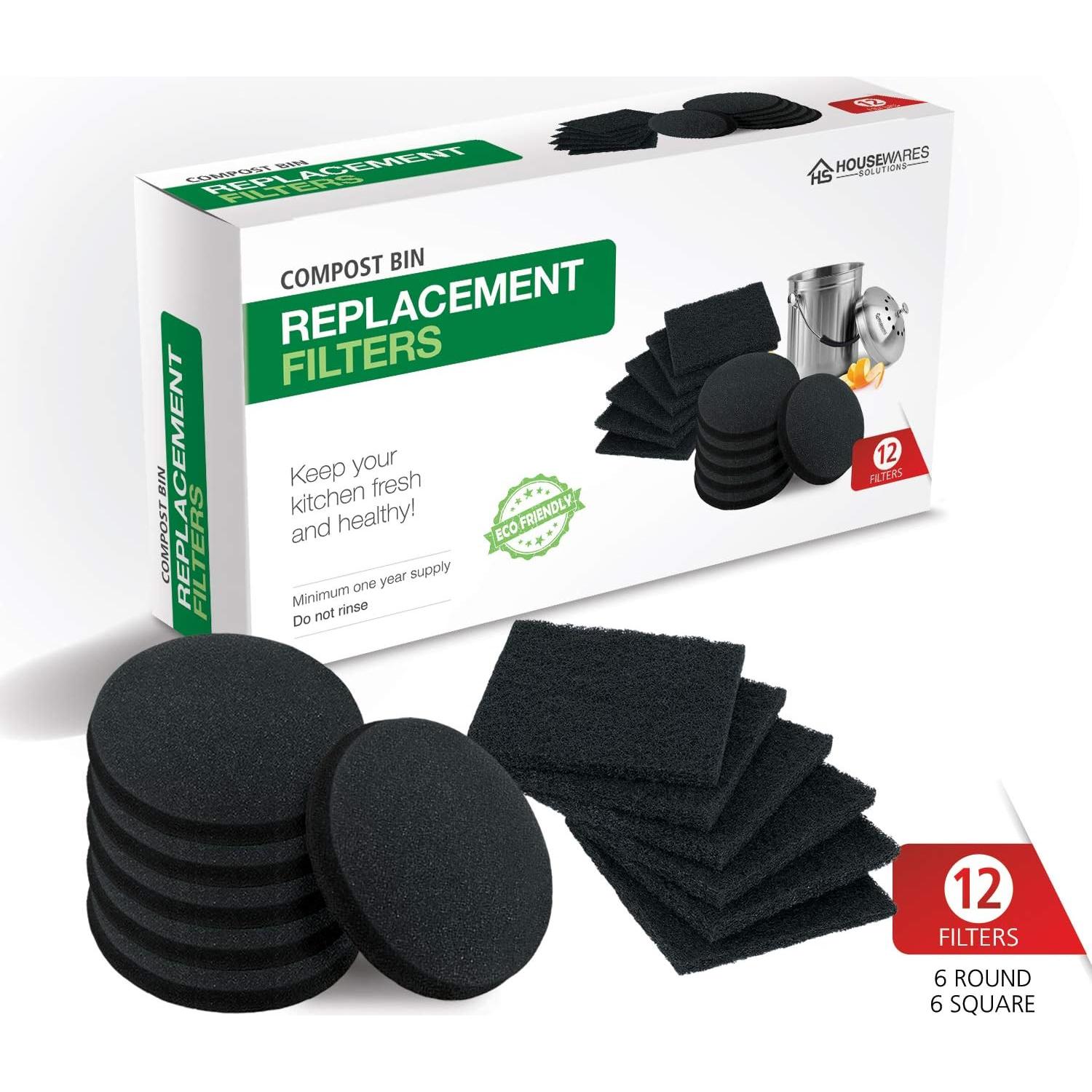 Filtros de carbón activado BRENSTEN para cubos de compostaje 12 piezas