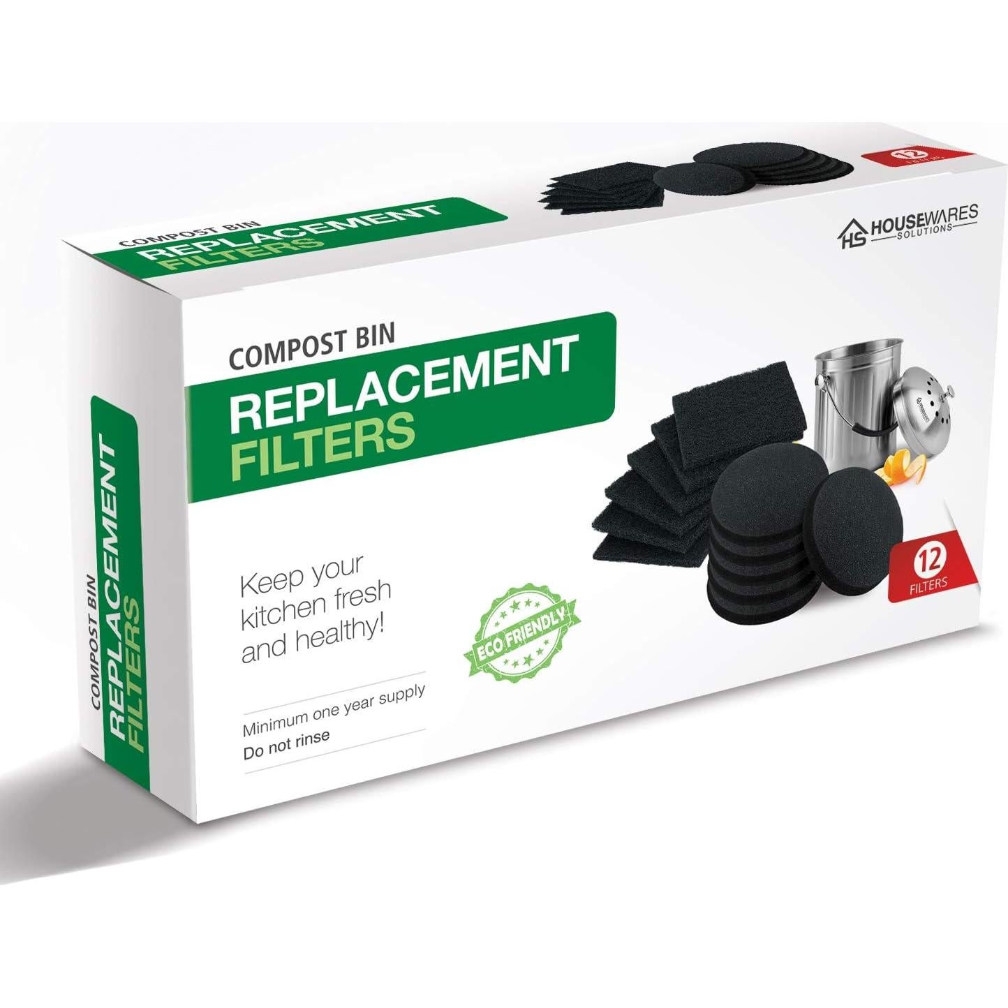 Filtros de carbón activado BRENSTEN para cubos de compostaje 12 piezas