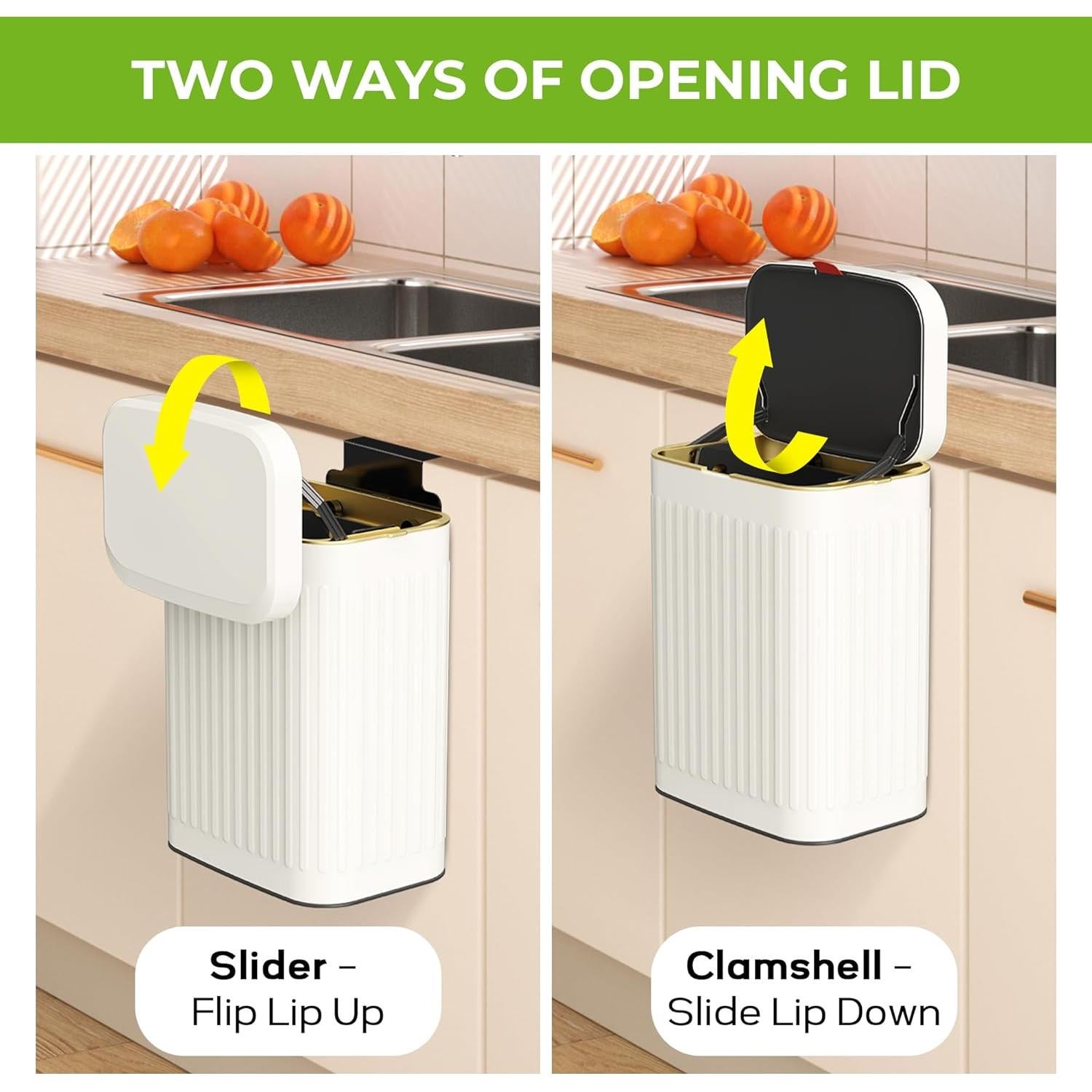 Cubo de Basura Colgante GloDeals 8L Acero Inoxidable Blanco