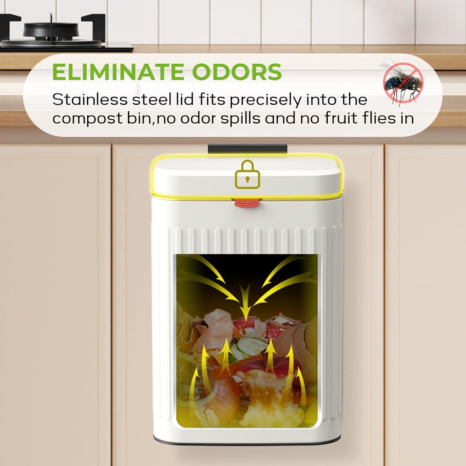 Cubo de Basura Colgante GloDeals 8L Acero Inoxidable Blanco