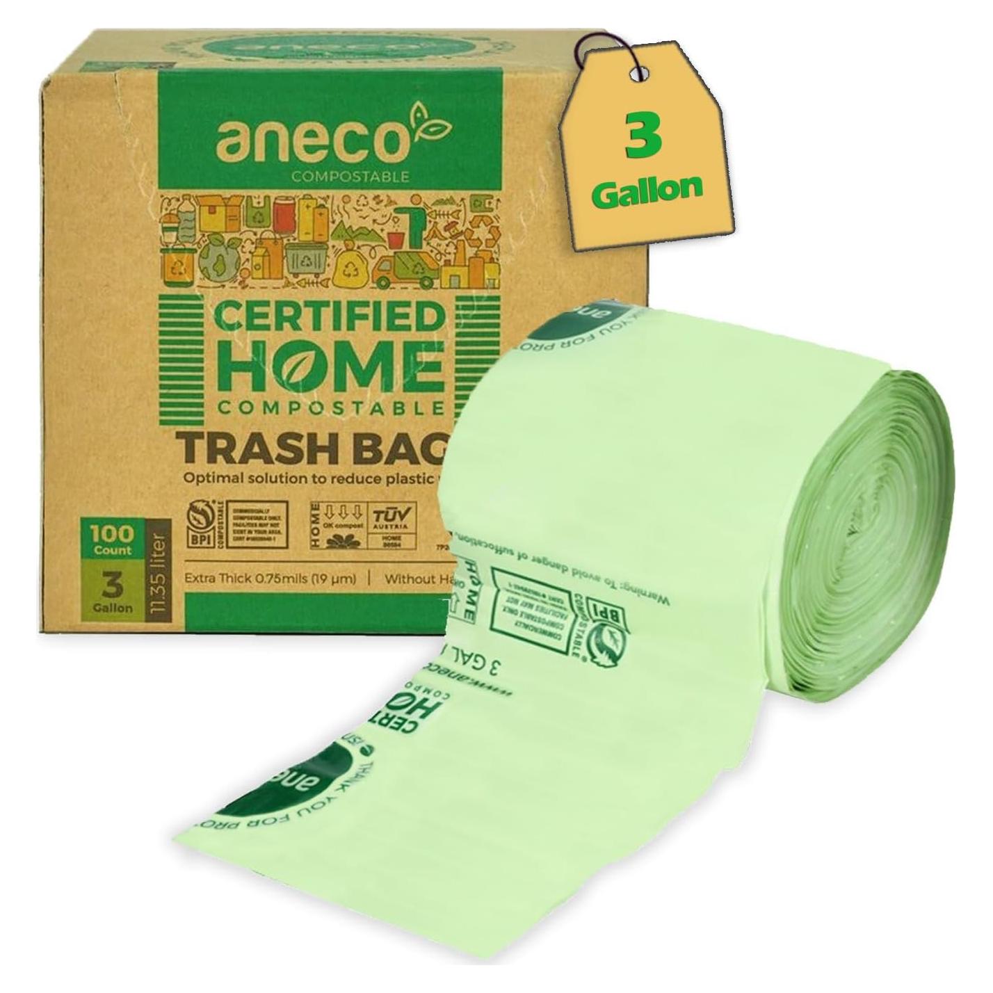 Bolsas Compostables ANECO 3 Galones 100 Unidades Extra Gruesas