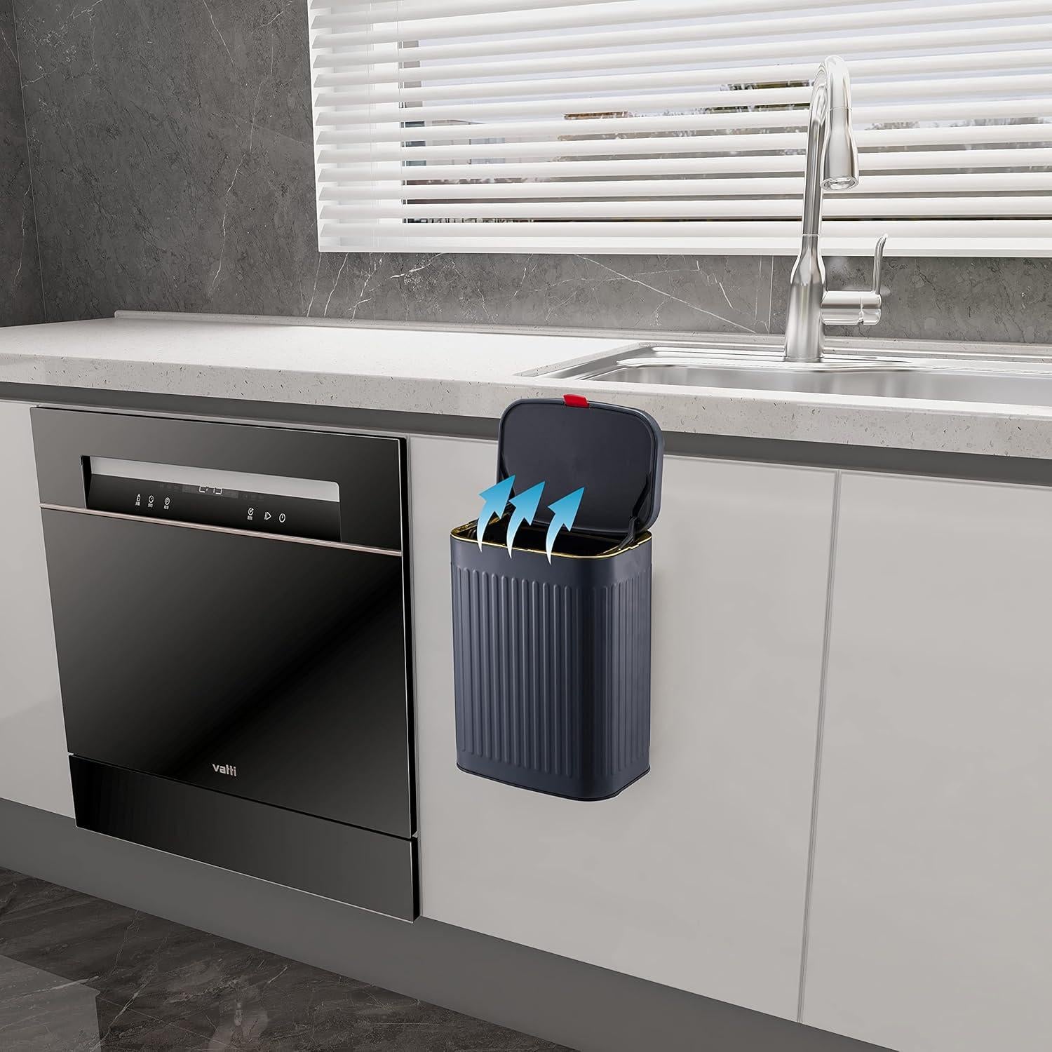 Bote de Basura Smartbin 8L Acero al Carbono Gris Tapa Deslizante