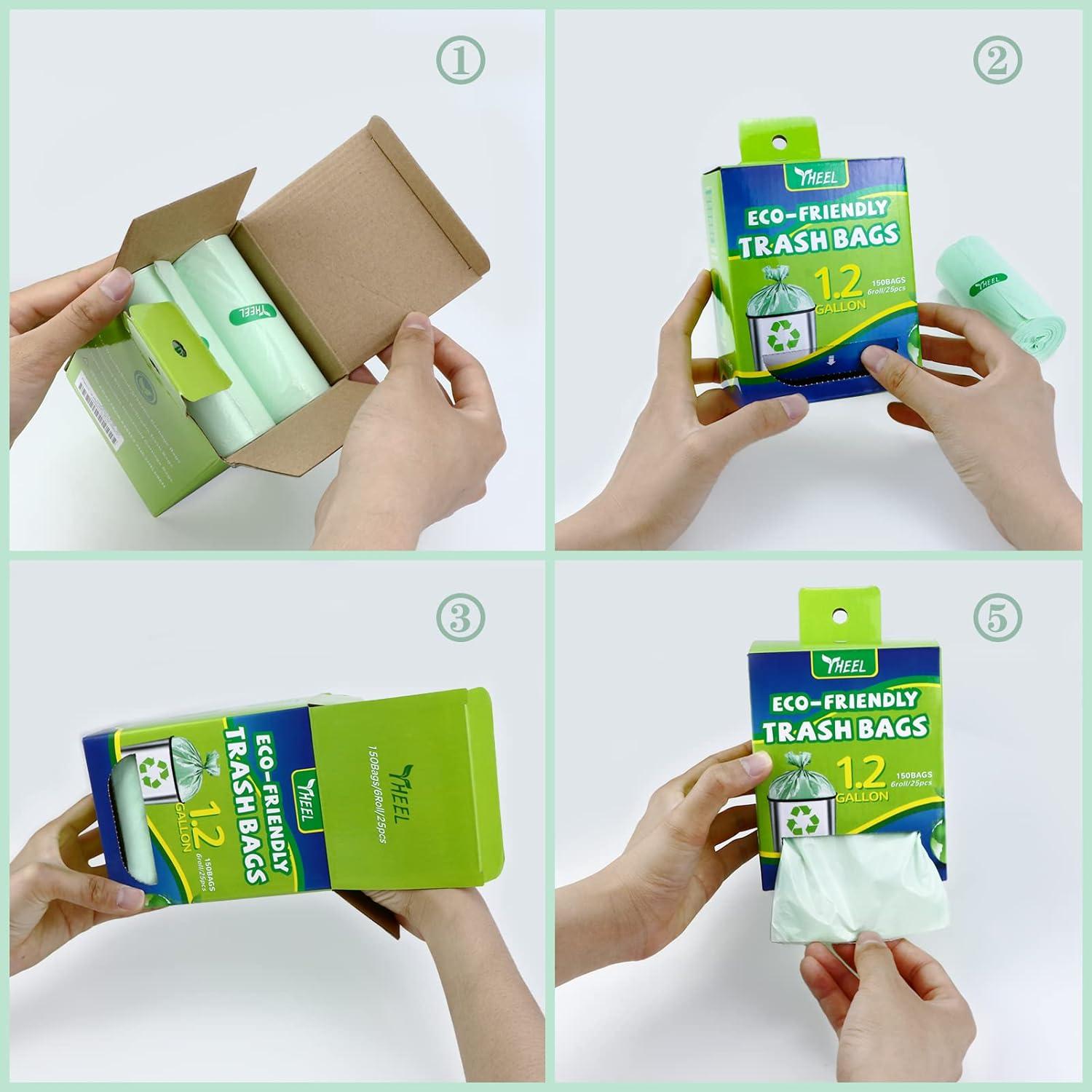 Bolsas de Basura Pequeñas YHEEL 1.2 Galones Verde 150 Unidades