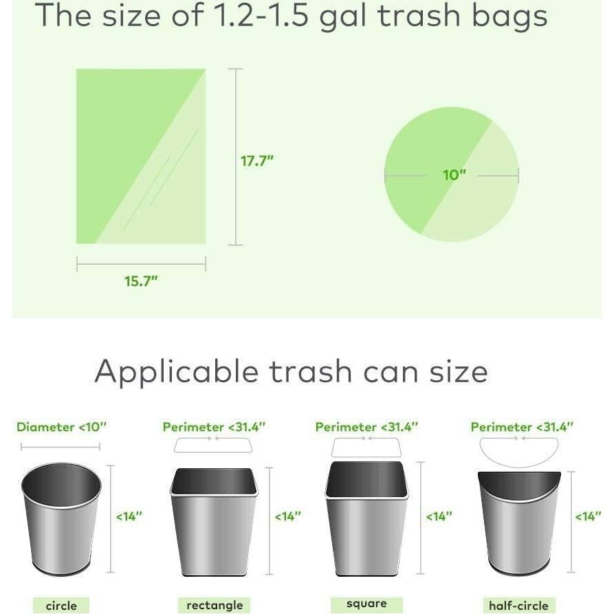 Bolsas de Basura Pequeñas YHEEL 1.2 Galones Verde 150 Unidades