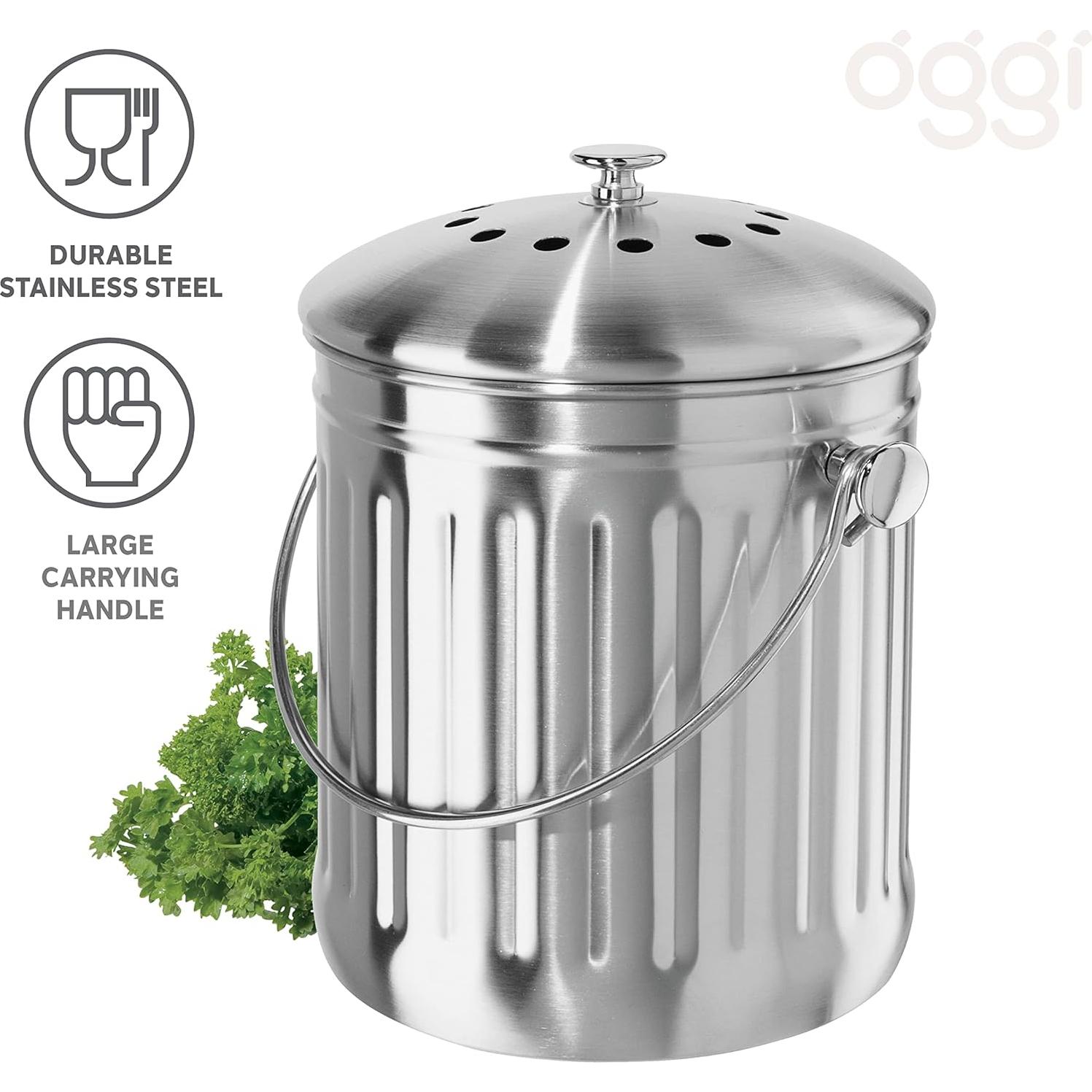 Cubo de Compostaje OGGI 3.8L Acero Inoxidable con Filtro