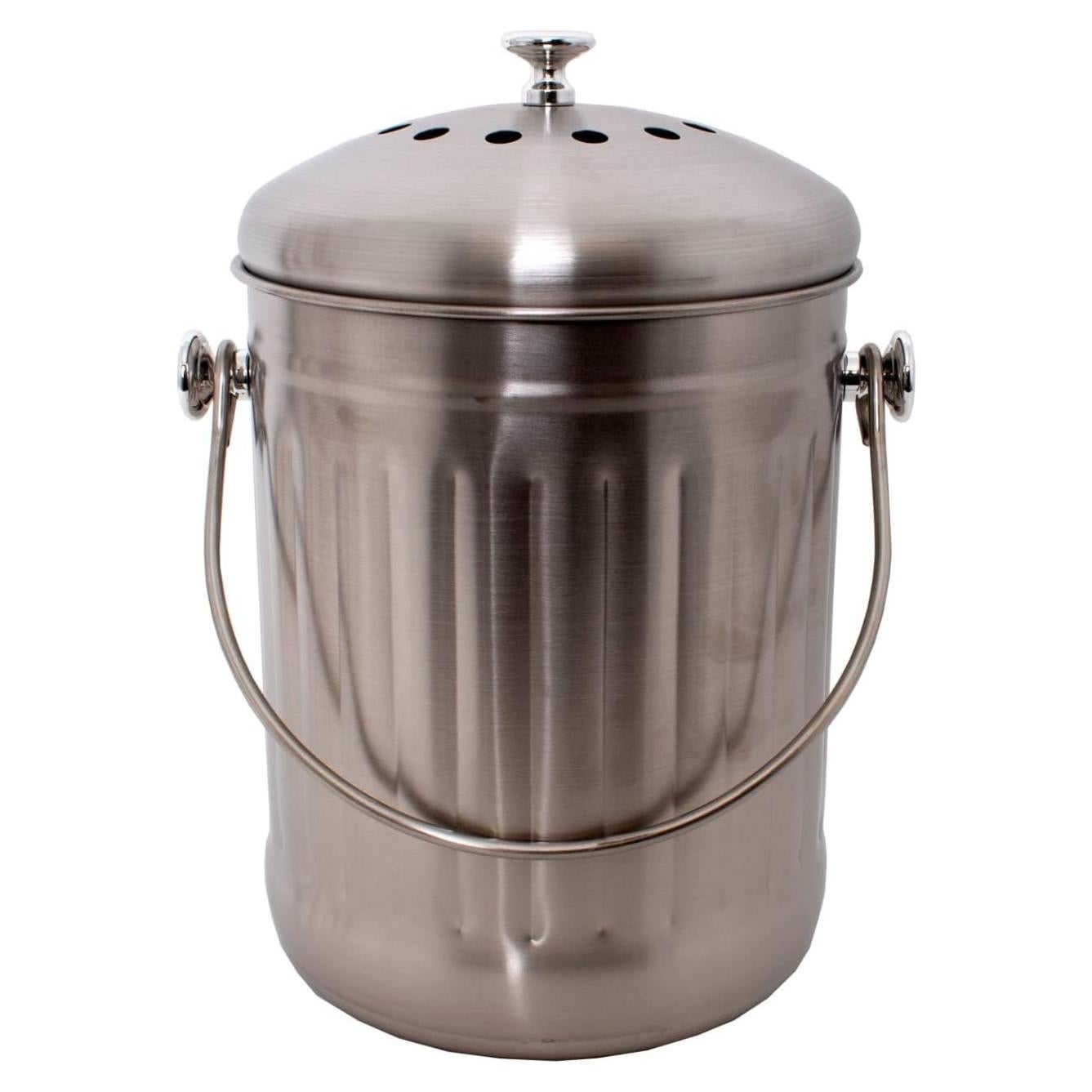 Cubo de Compostaje Lehman's 1 Galón Acero Inoxidable Sin Olores