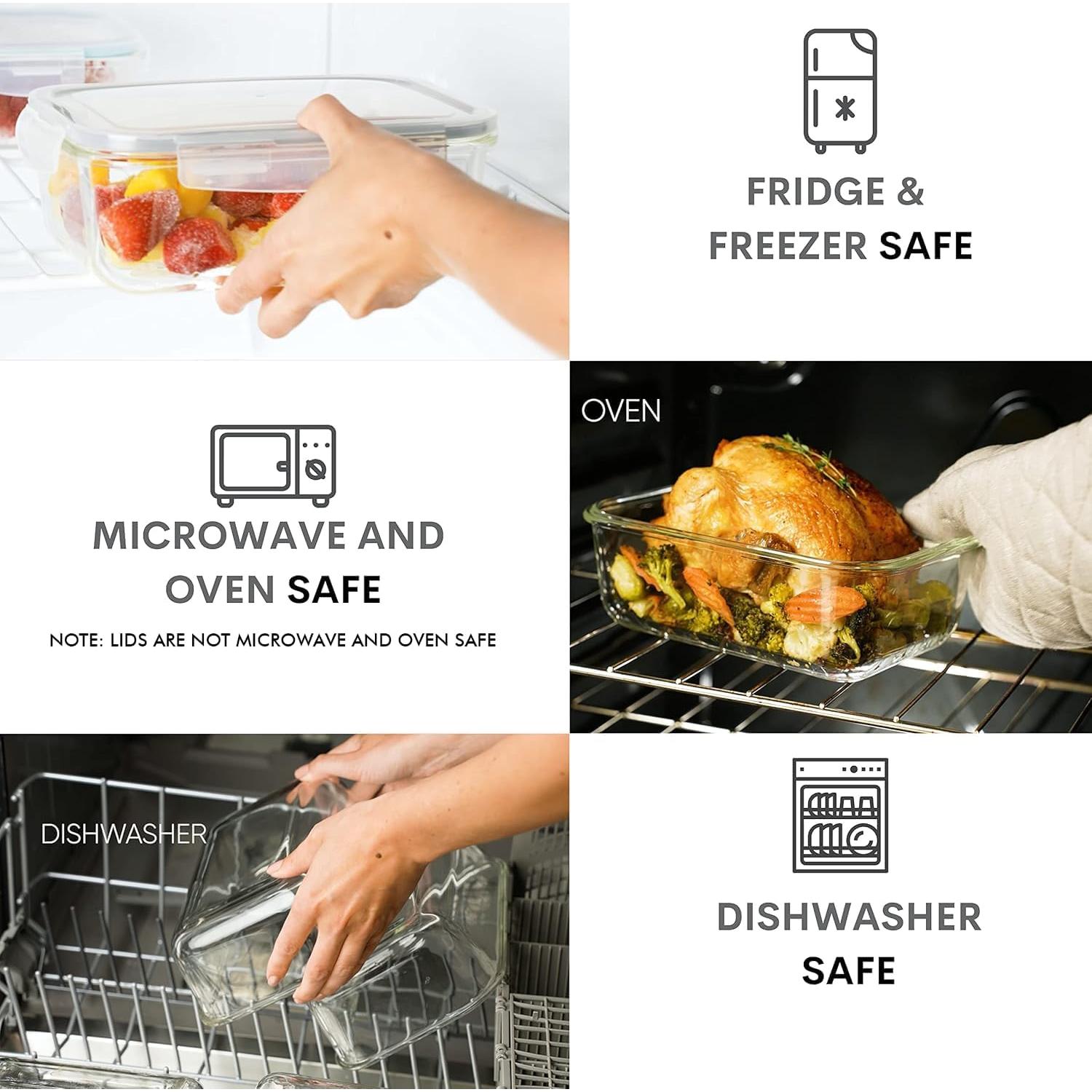 Recipientes de Almacenamiento de Vidrio Razab 8 Tazas 4 Piezas