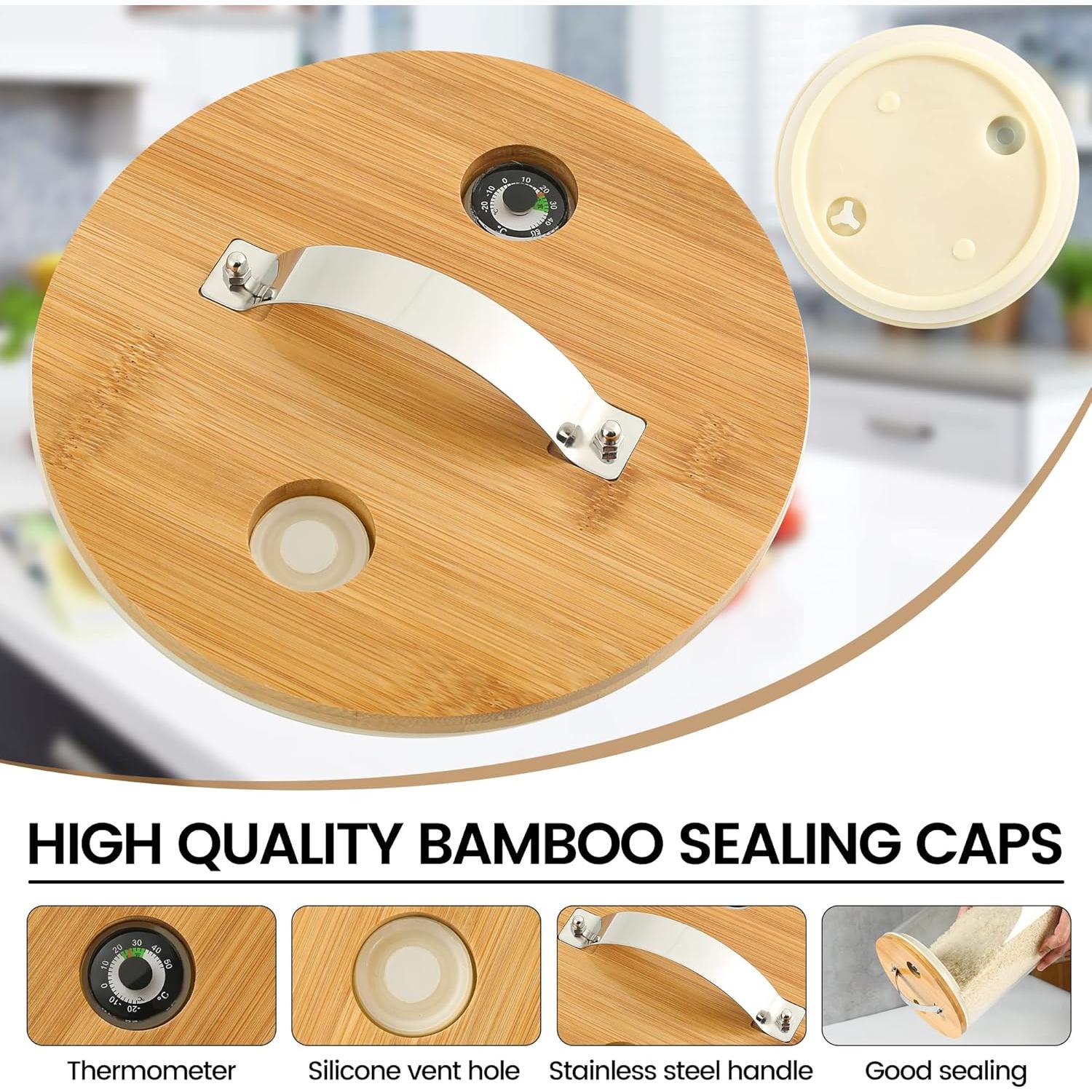 Dispensador de Arroz Vuinop 5L con Tapa de Bambú Hermética