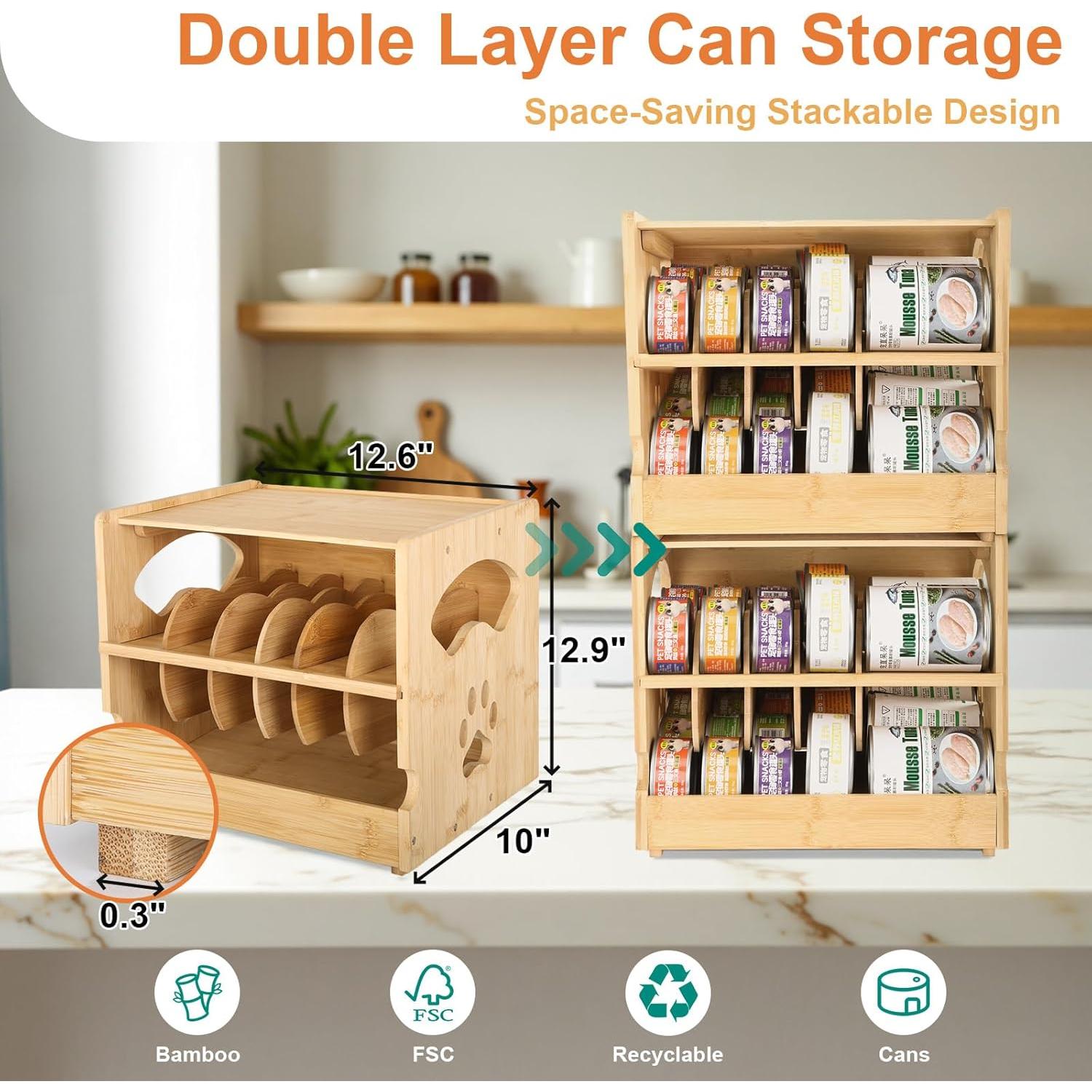 Organizador de Latas de Comida para Gatos HOSASSPER 2 Niveles