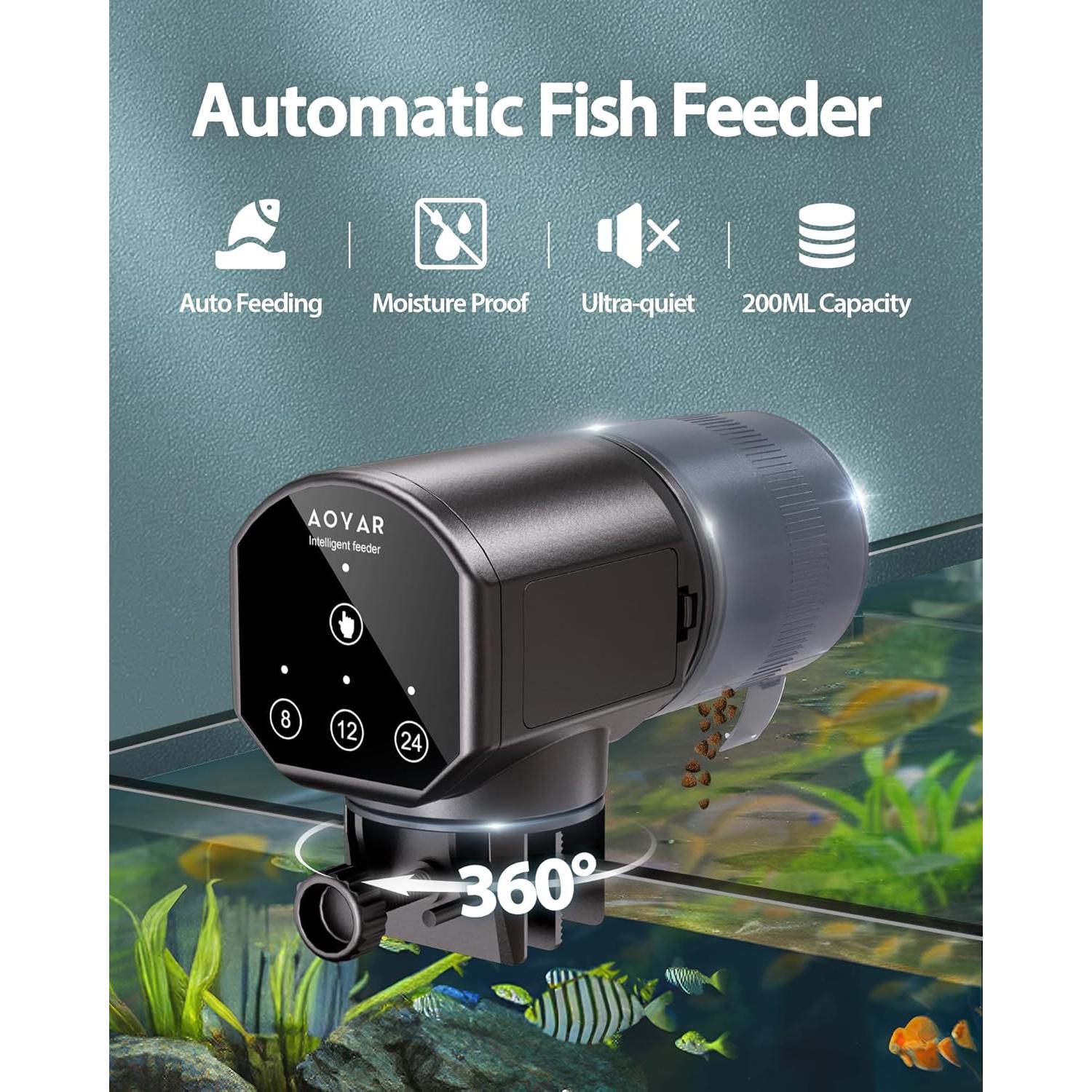 Dispensador Automático de Comida para Peces Aoyar 200ml