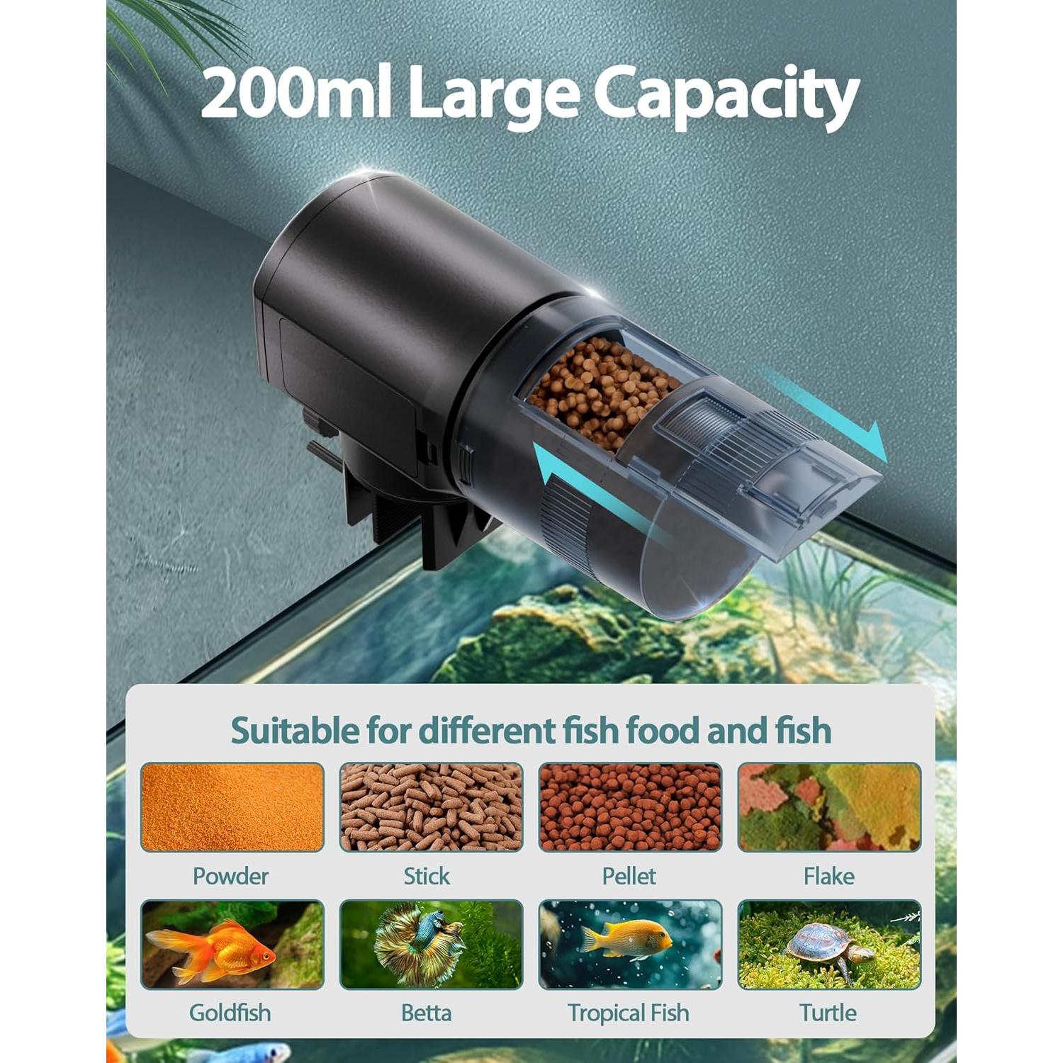 Dispensador Automático de Comida para Peces Aoyar 200ml