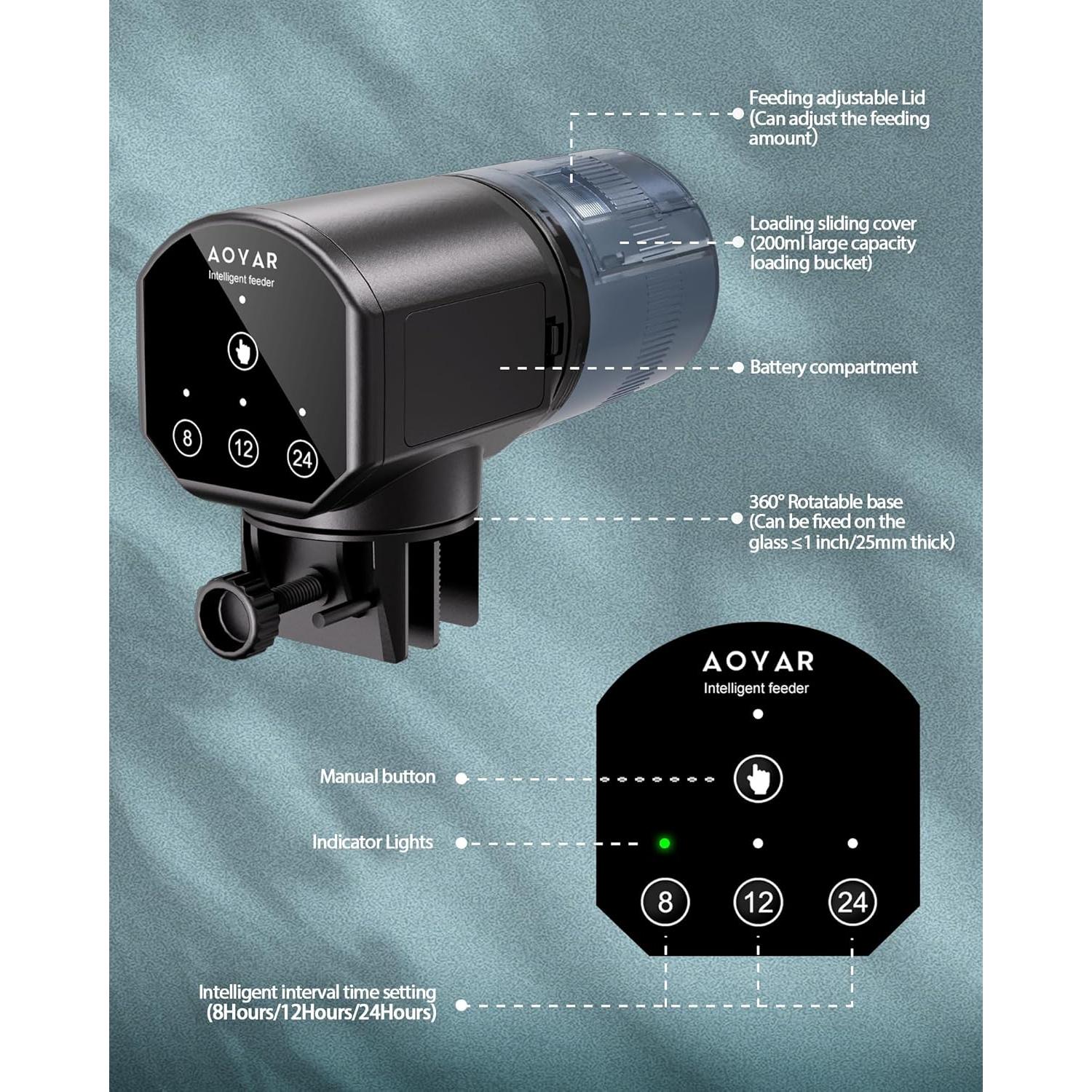 Dispensador Automático de Comida para Peces Aoyar 200ml