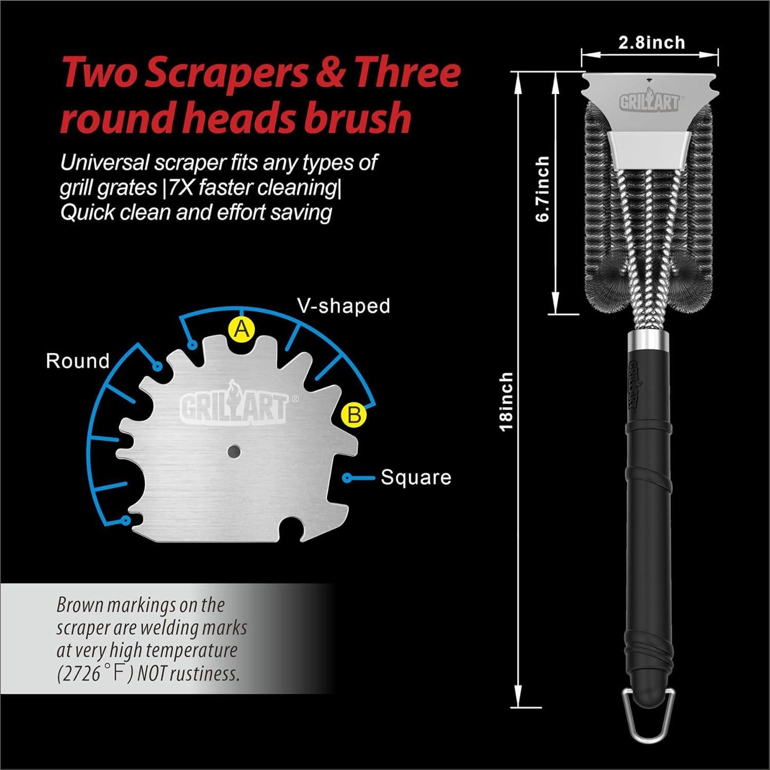 Cepillo y Raspador para Parrilla GRILLART 45,72 cm 3 en 1