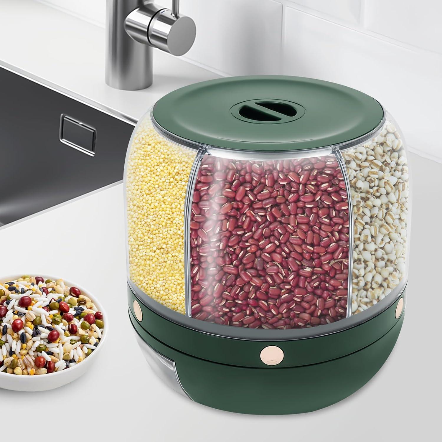 Dispensador de Granos TTOUOI 6 Compartimentos 5.91 kg Verde