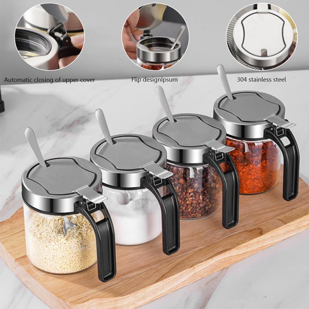 Juego de 4 Tarros de Condimentos TINMIX con Bandeja Giratoria