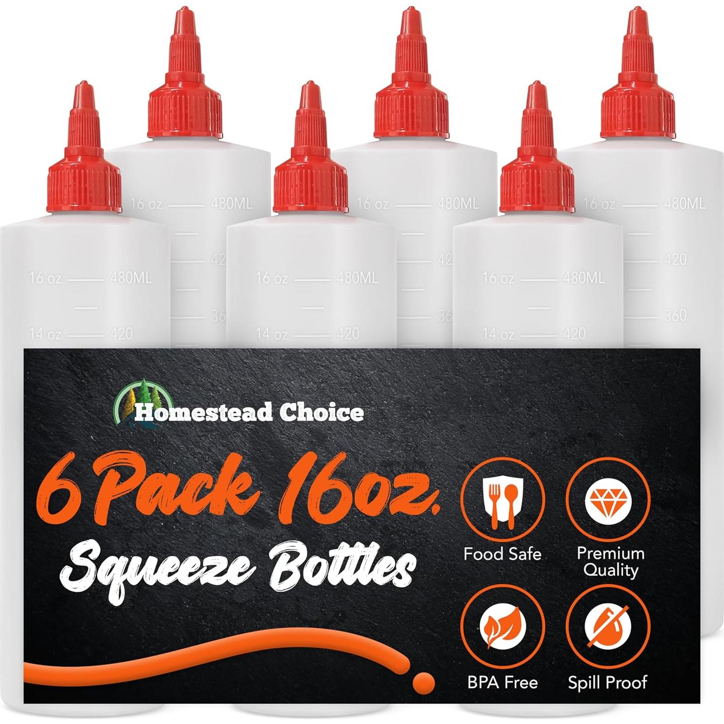 Paquete de 6 Botellas Squeeze 16oz Homestead Choice