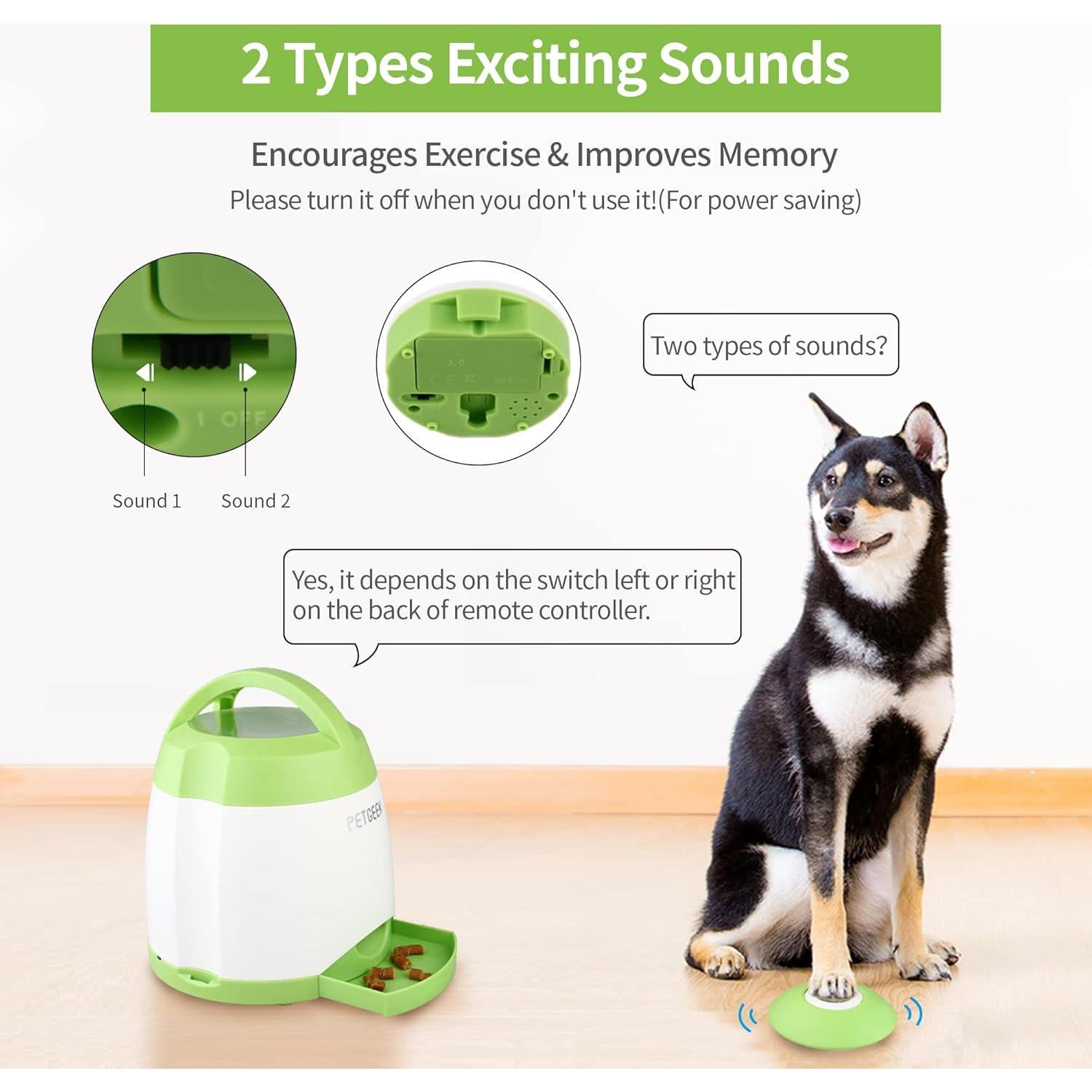 Dispensador de golosinas para perros PETGEEK automático verde